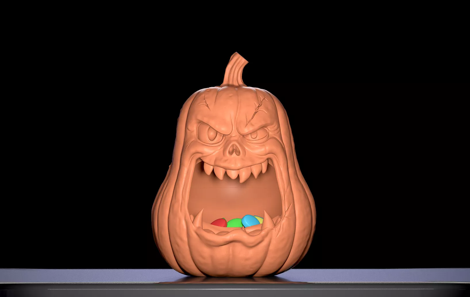 Evil Pumpkin Candy Bowl Halloween Pumpkin Free 3D print model