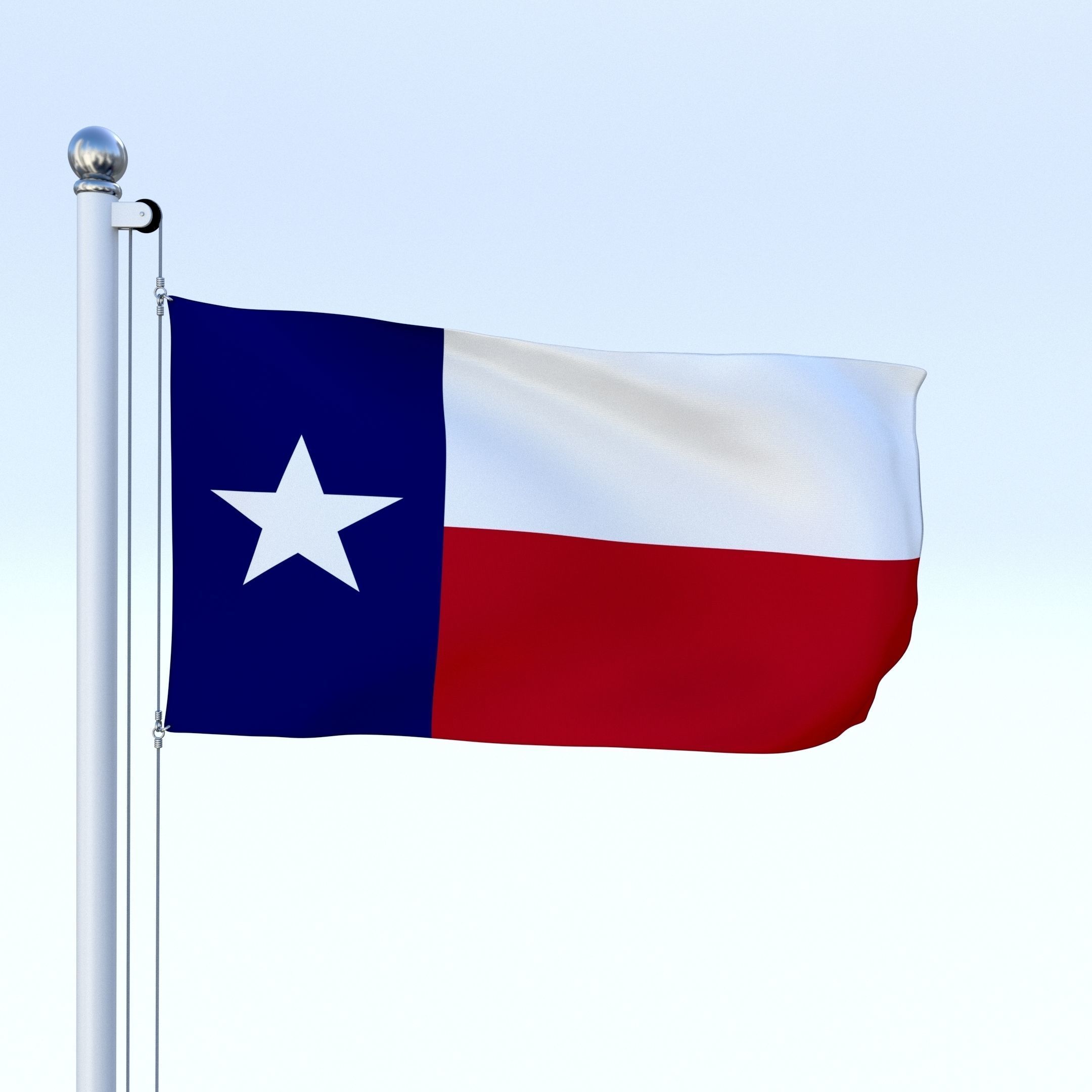 Animated Texas Flag Low-poly 3D model_2