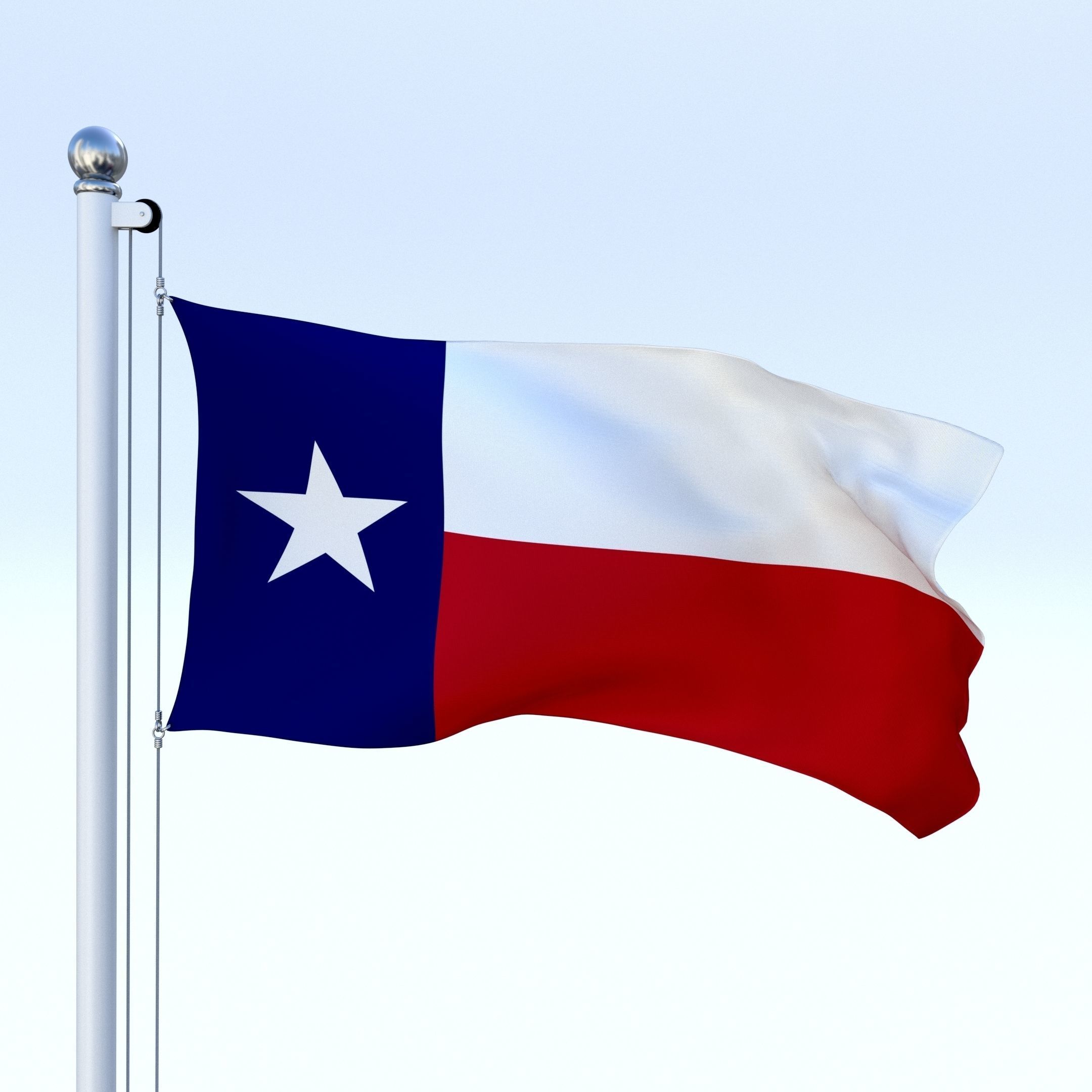 Animated Texas Flag Low-poly 3D model_1