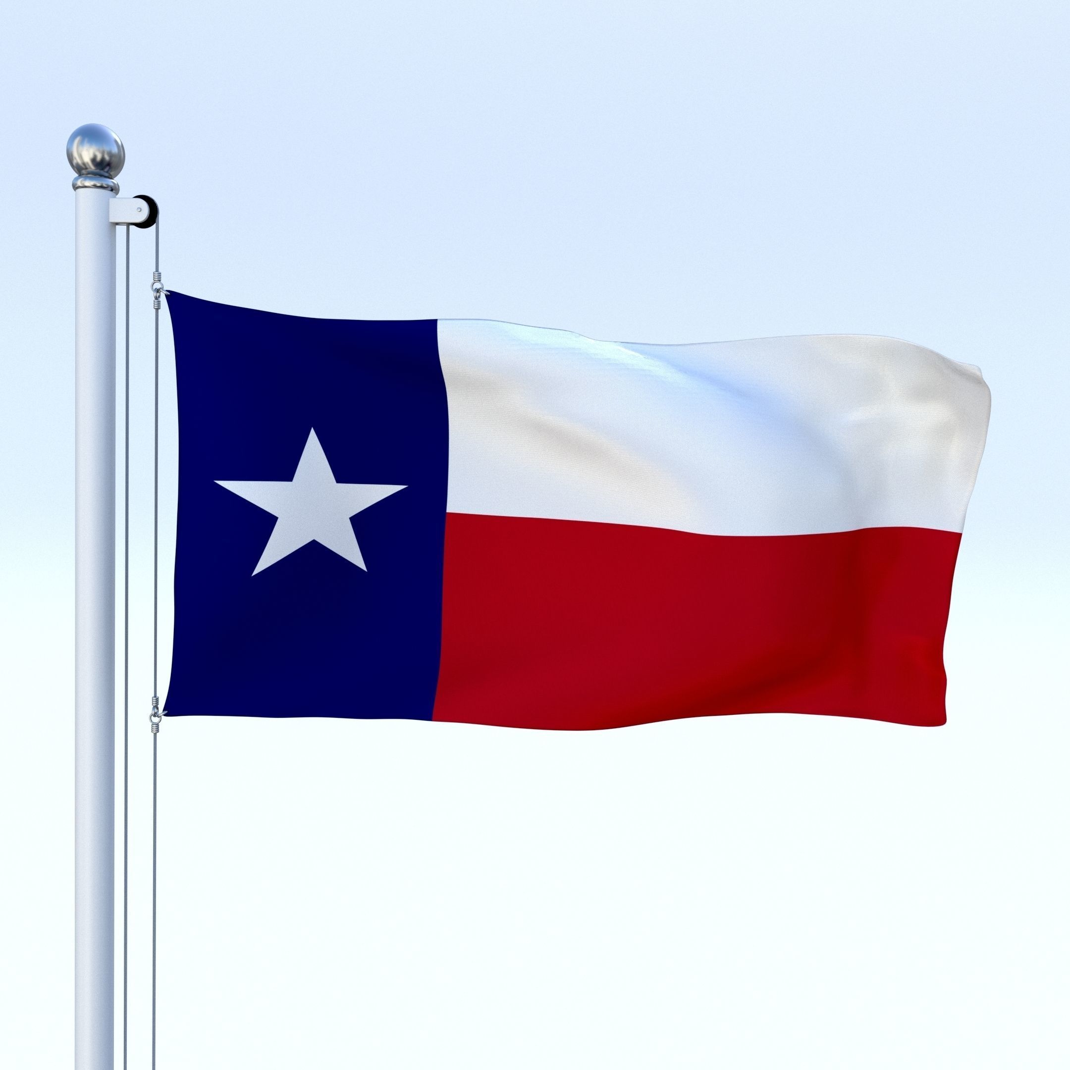 Animated Texas Flag Low-poly 3D model_3
