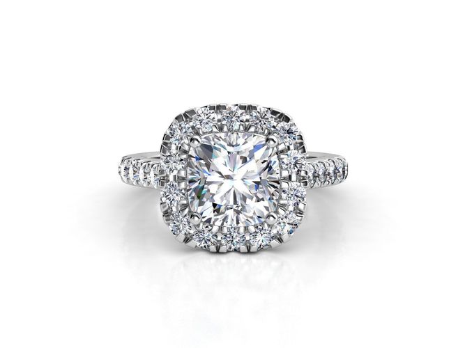 ZLR0139 cushion cut diamond engagement ring 3D print model