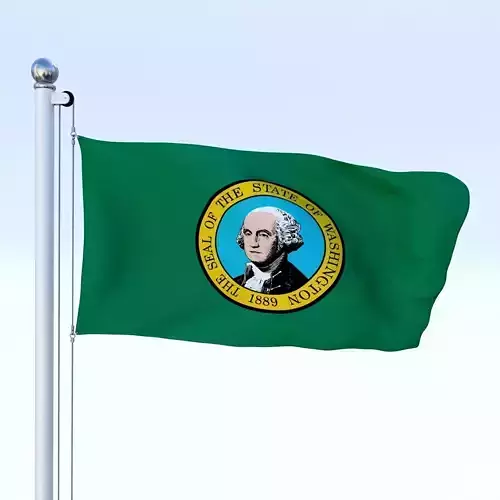 Animated Washington Flag Low-poly 3D model