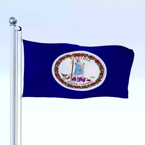 Animated Virginia Flag Low-poly 3D model