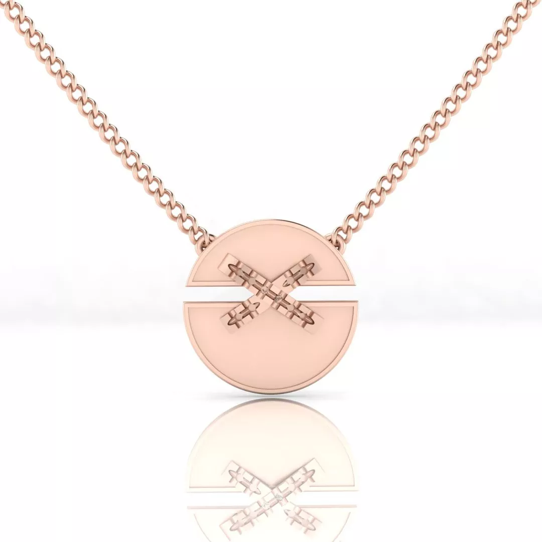 X Motif Diamond Split Circle Pendant 3D print model