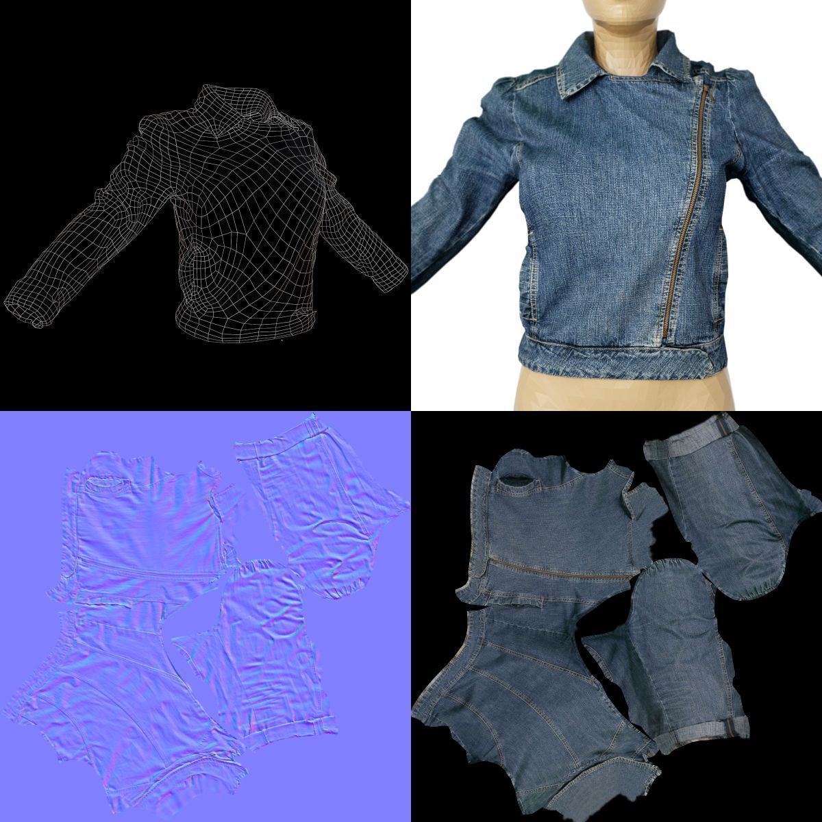 20 Jackets Leather and Jeans for Women Collection Low-poly 3D model_53