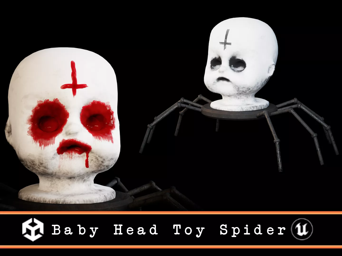 Halloween Toy Baby Head Spider Low-poly 3D model