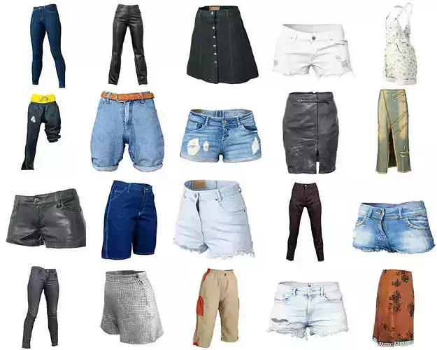 20 Trousers and Skirts Women Collection Fashion Apparel Low-poly 3D model