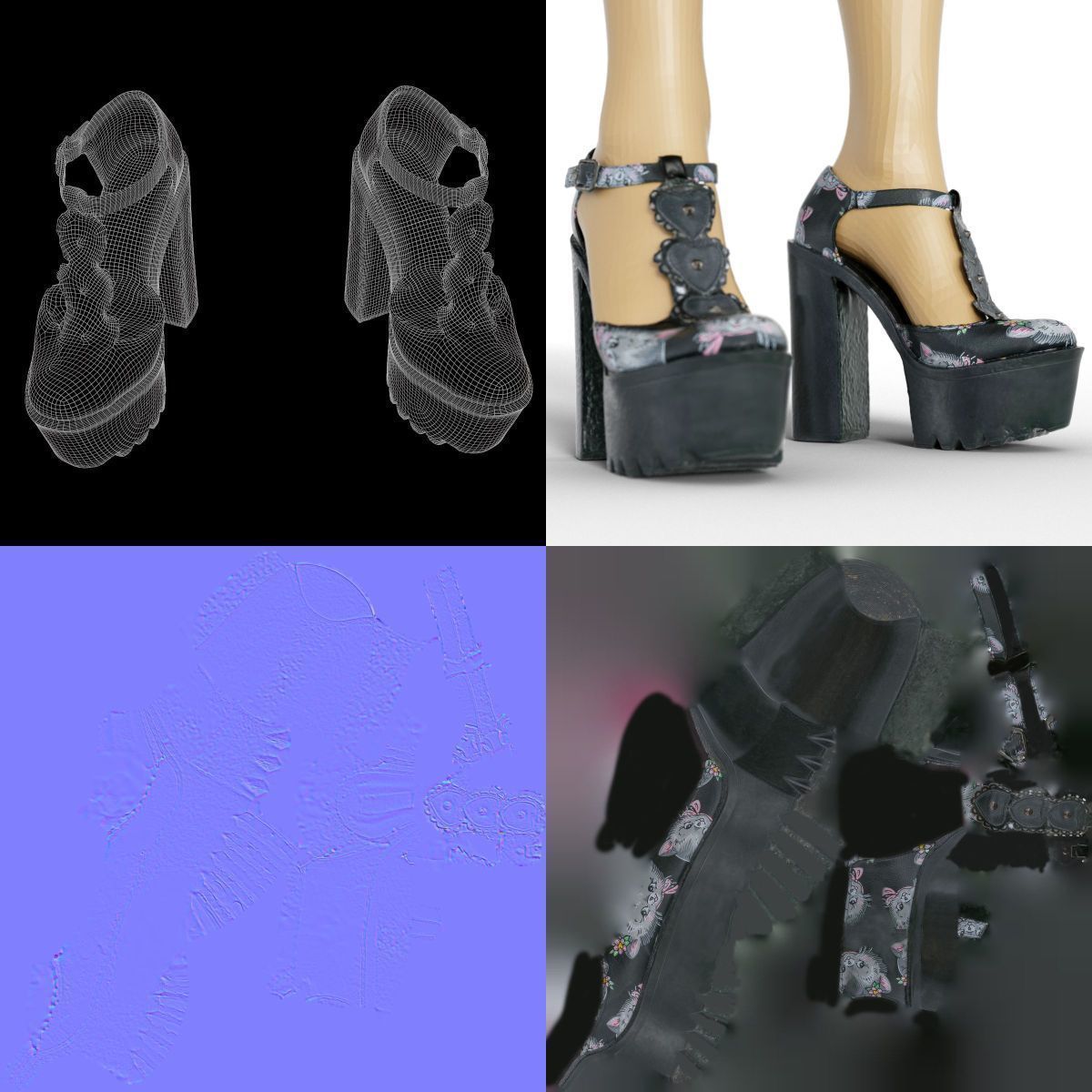 80 Vintage 90s and Rock Clothing Items Fashion collection Women Low-poly 3D model_120