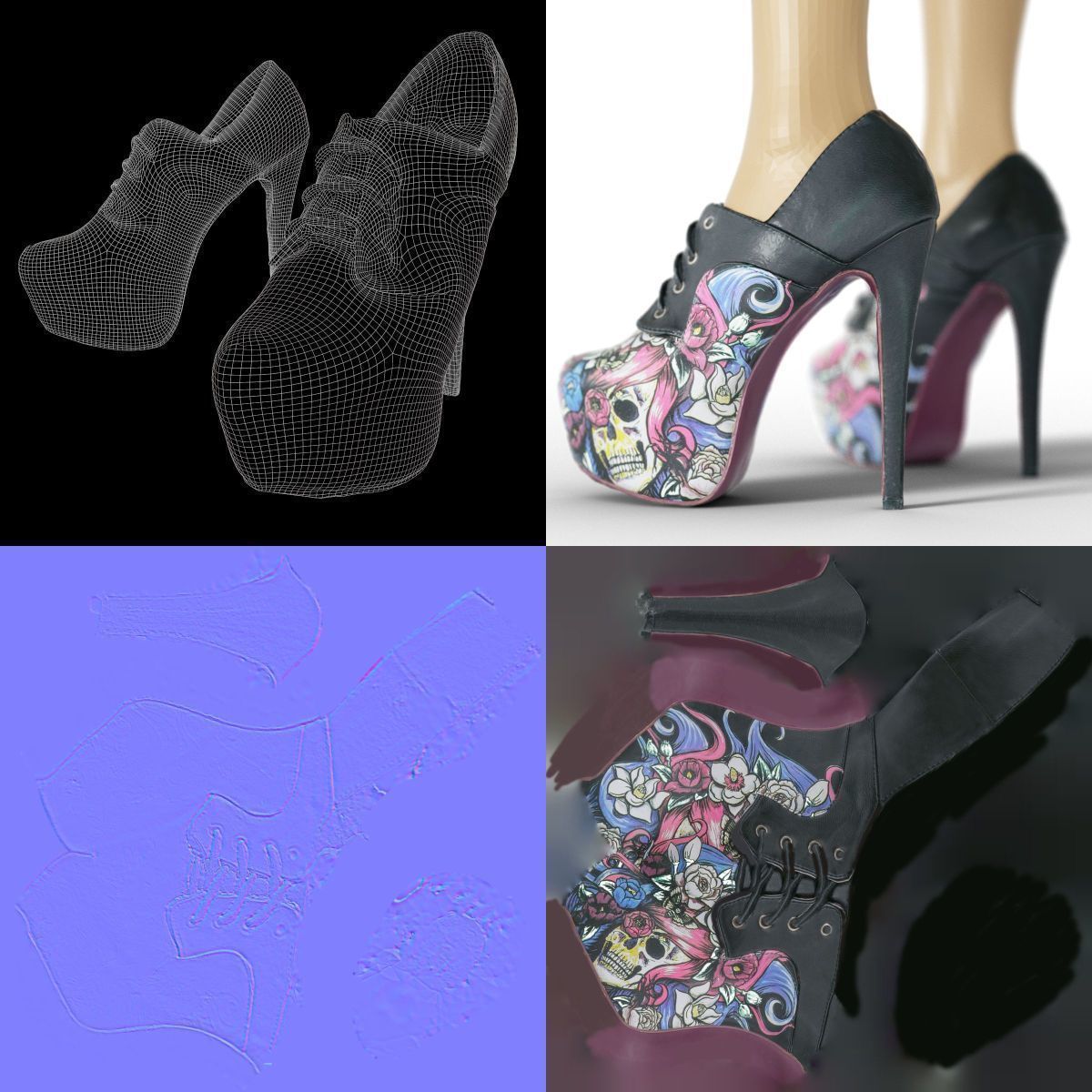 80 Vintage 90s and Rock Clothing Items Fashion collection Women Low-poly 3D model_125