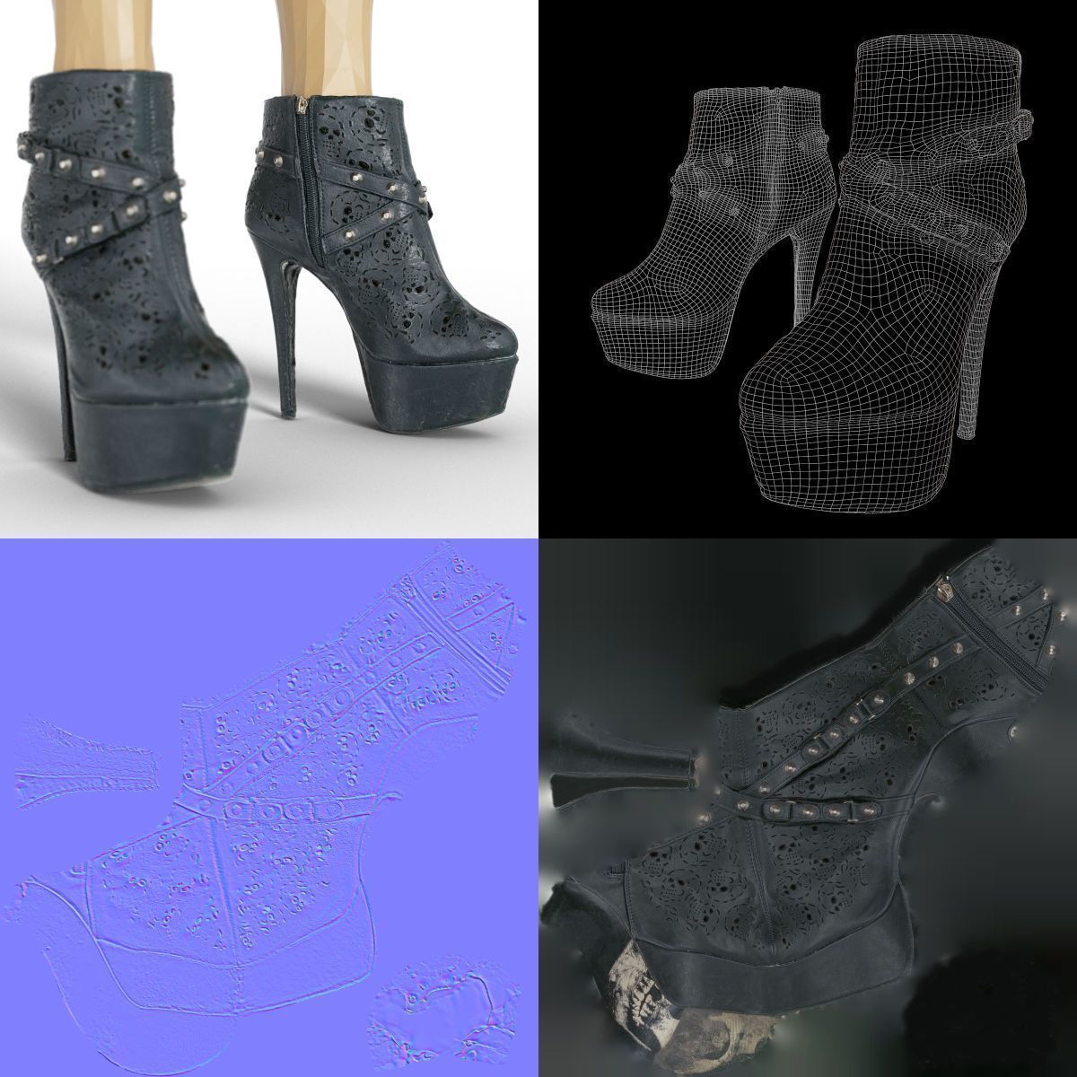 80 Vintage 90s and Rock Clothing Items Fashion collection Women Low-poly 3D model_119