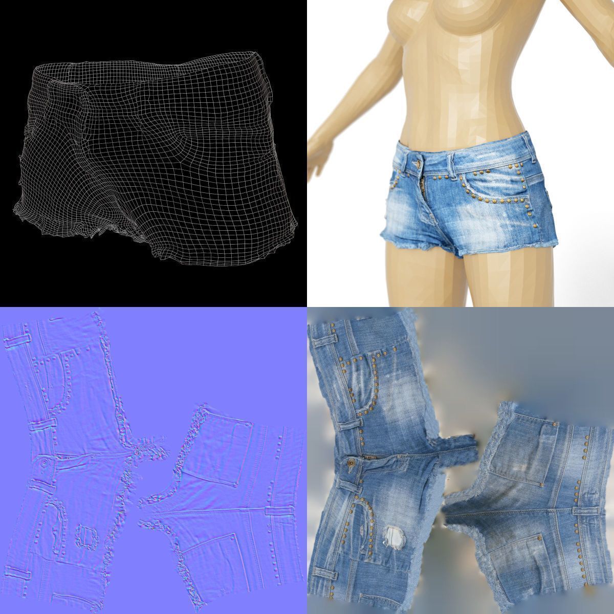 80 Vintage 90s and Rock Clothing Items Fashion collection Women Low-poly 3D model_142