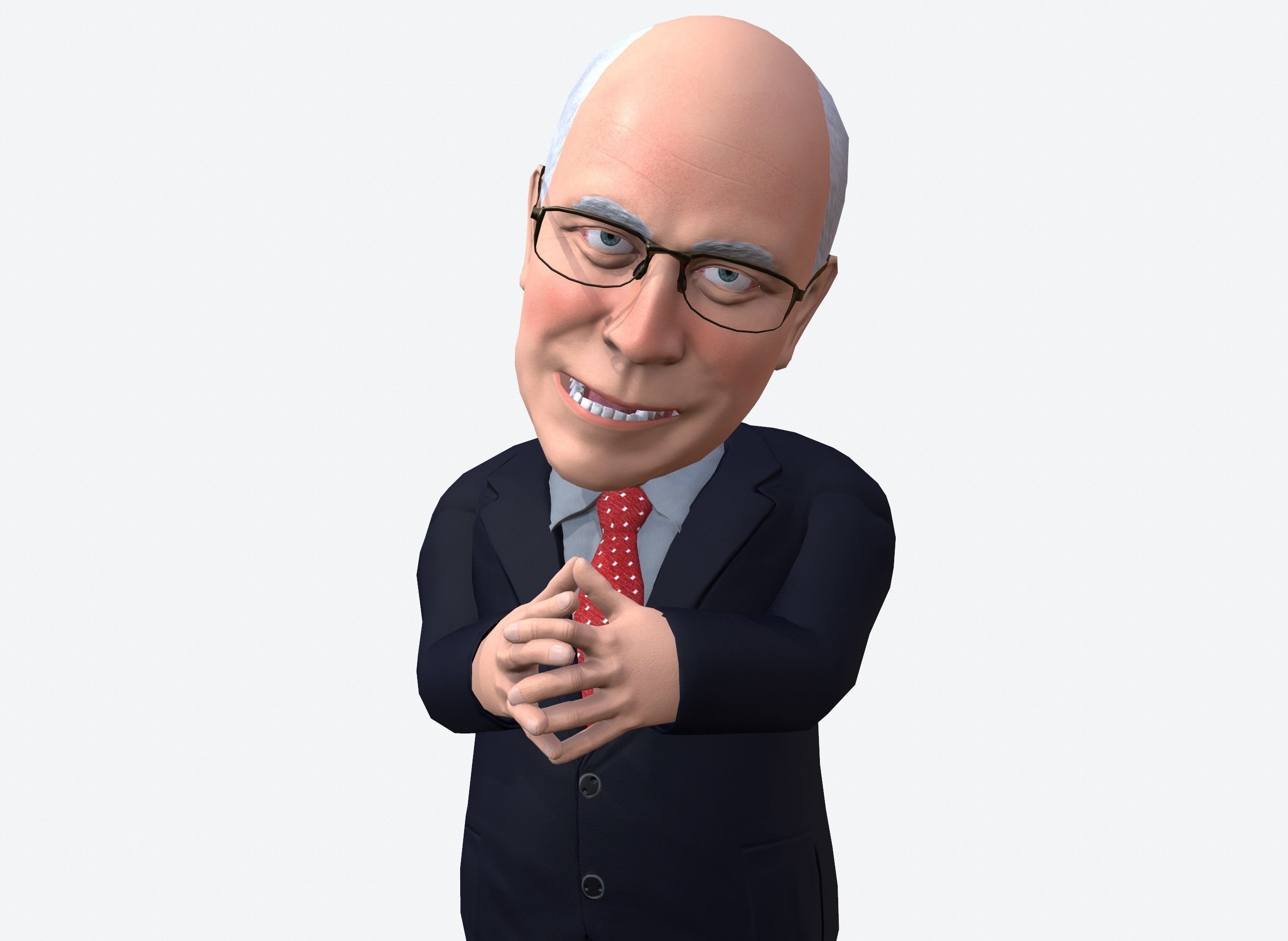Dick Chaney caricature rigged animated low poly game ready pbr Low-poly 3D model_8