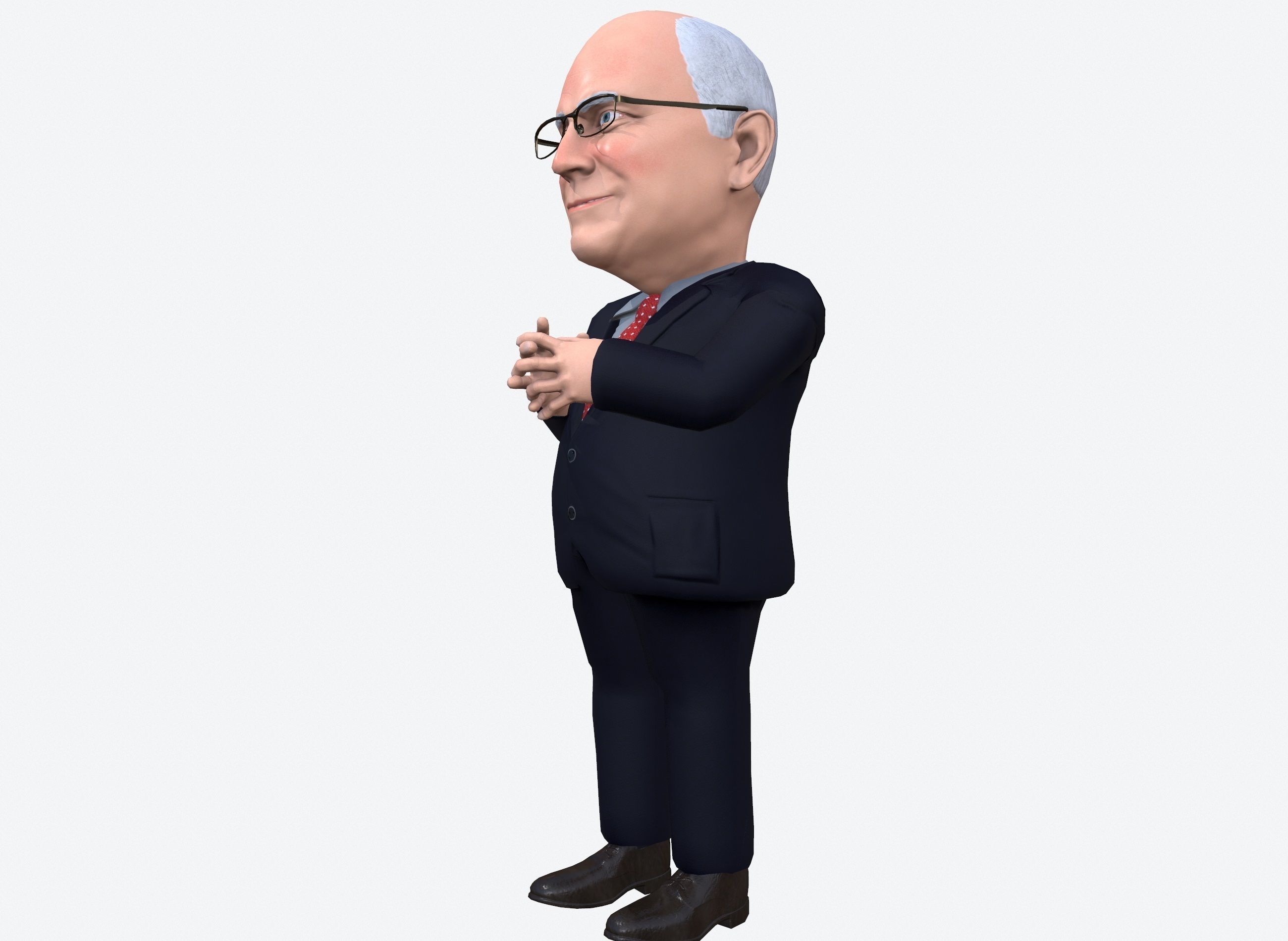 Dick Chaney caricature rigged animated low poly game ready pbr Low-poly 3D model_2