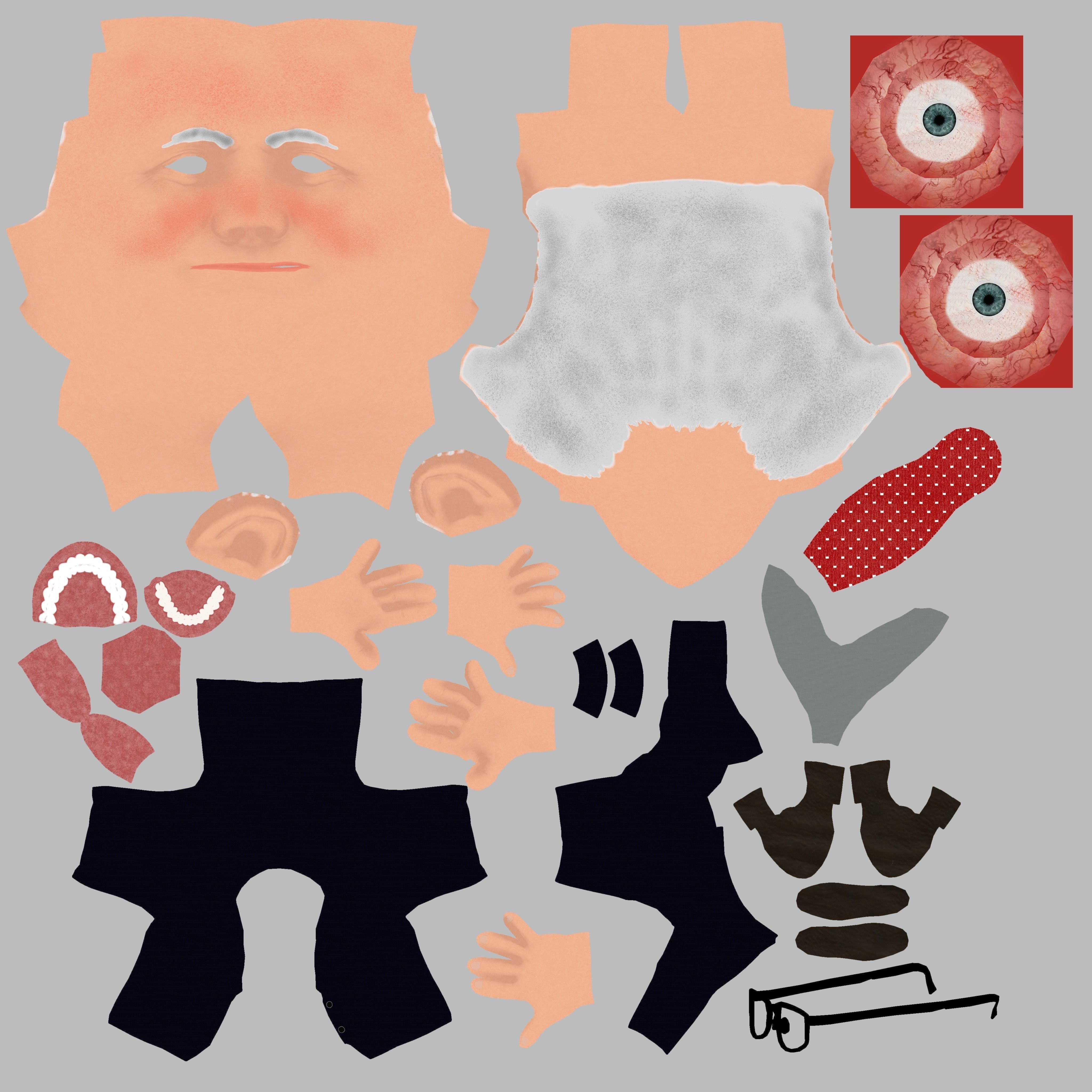Dick Chaney caricature rigged animated low poly game ready pbr Low-poly 3D model_15