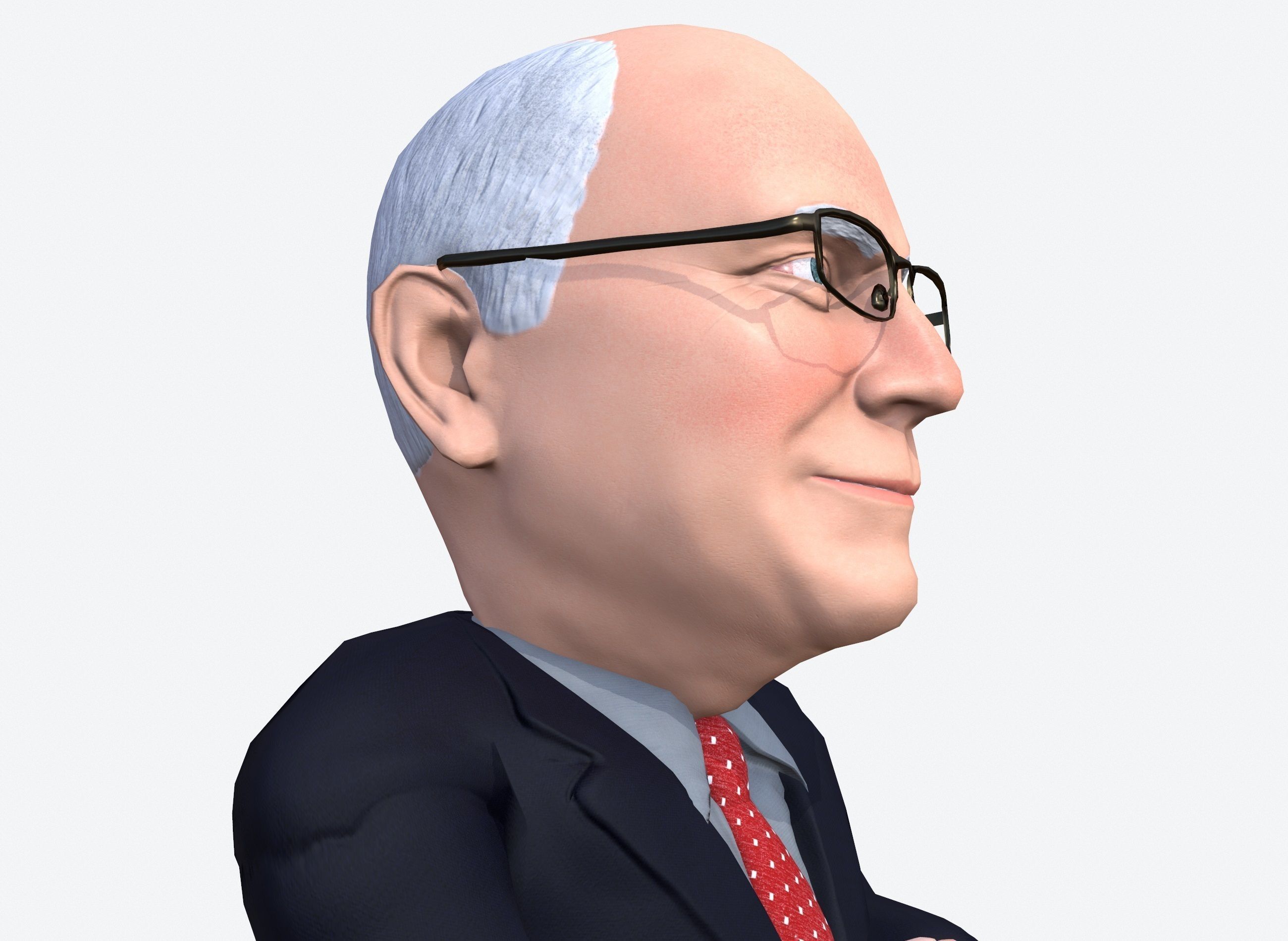 Dick Chaney caricature rigged animated low poly game ready pbr Low-poly 3D model_3