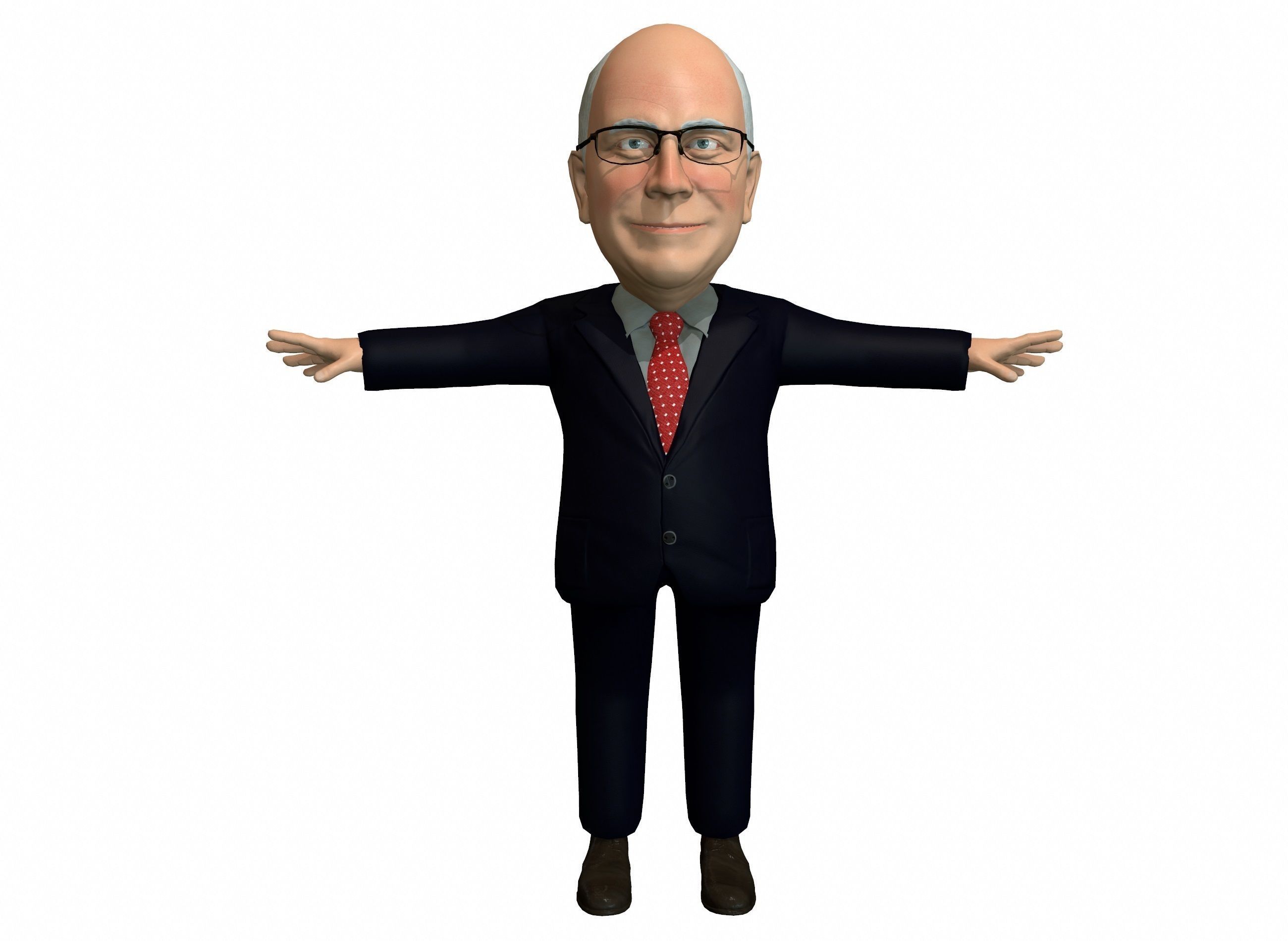 Dick Chaney caricature rigged animated low poly game ready pbr Low-poly 3D model_9