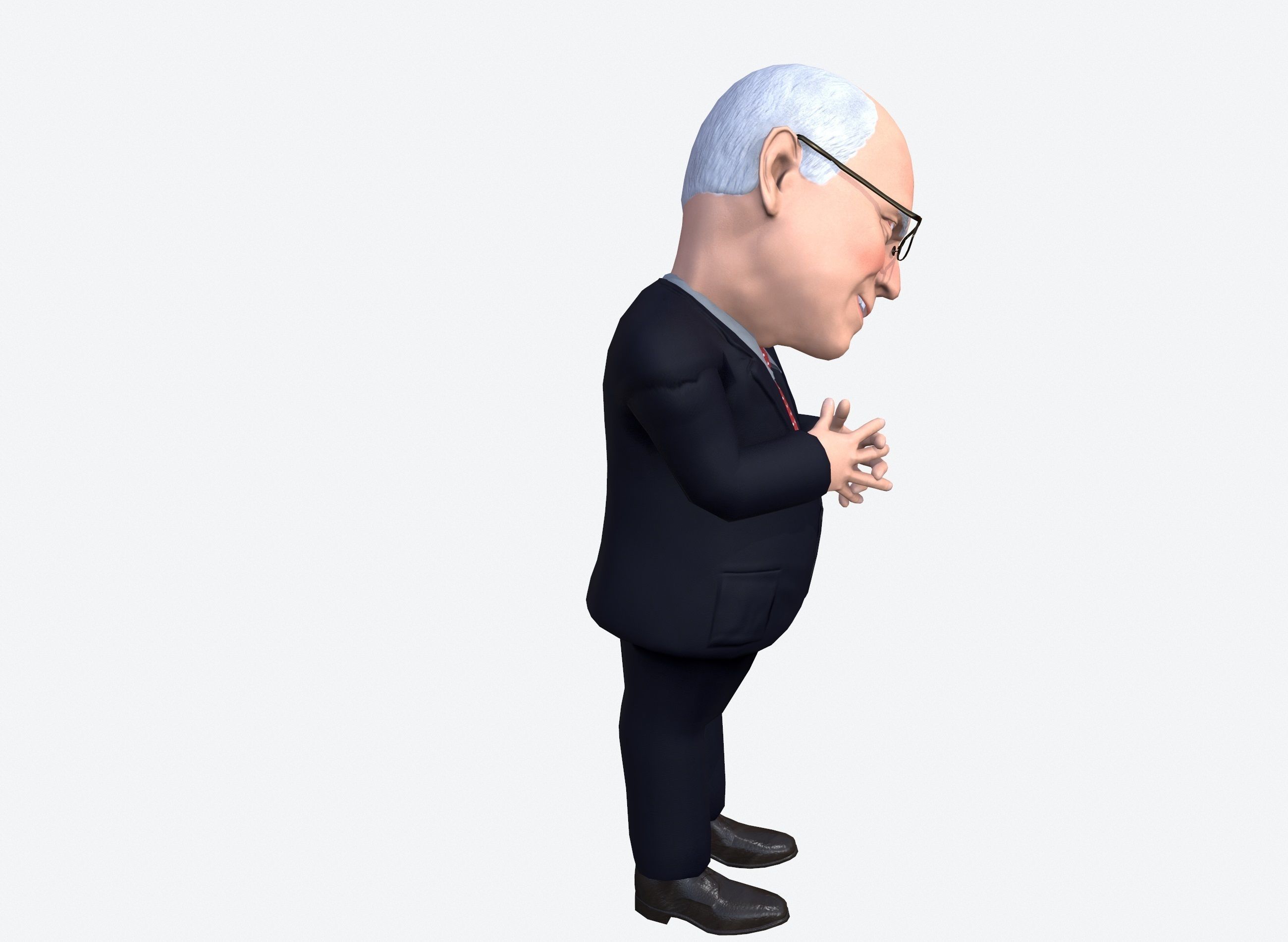Dick Chaney caricature rigged animated low poly game ready pbr Low-poly 3D model_4