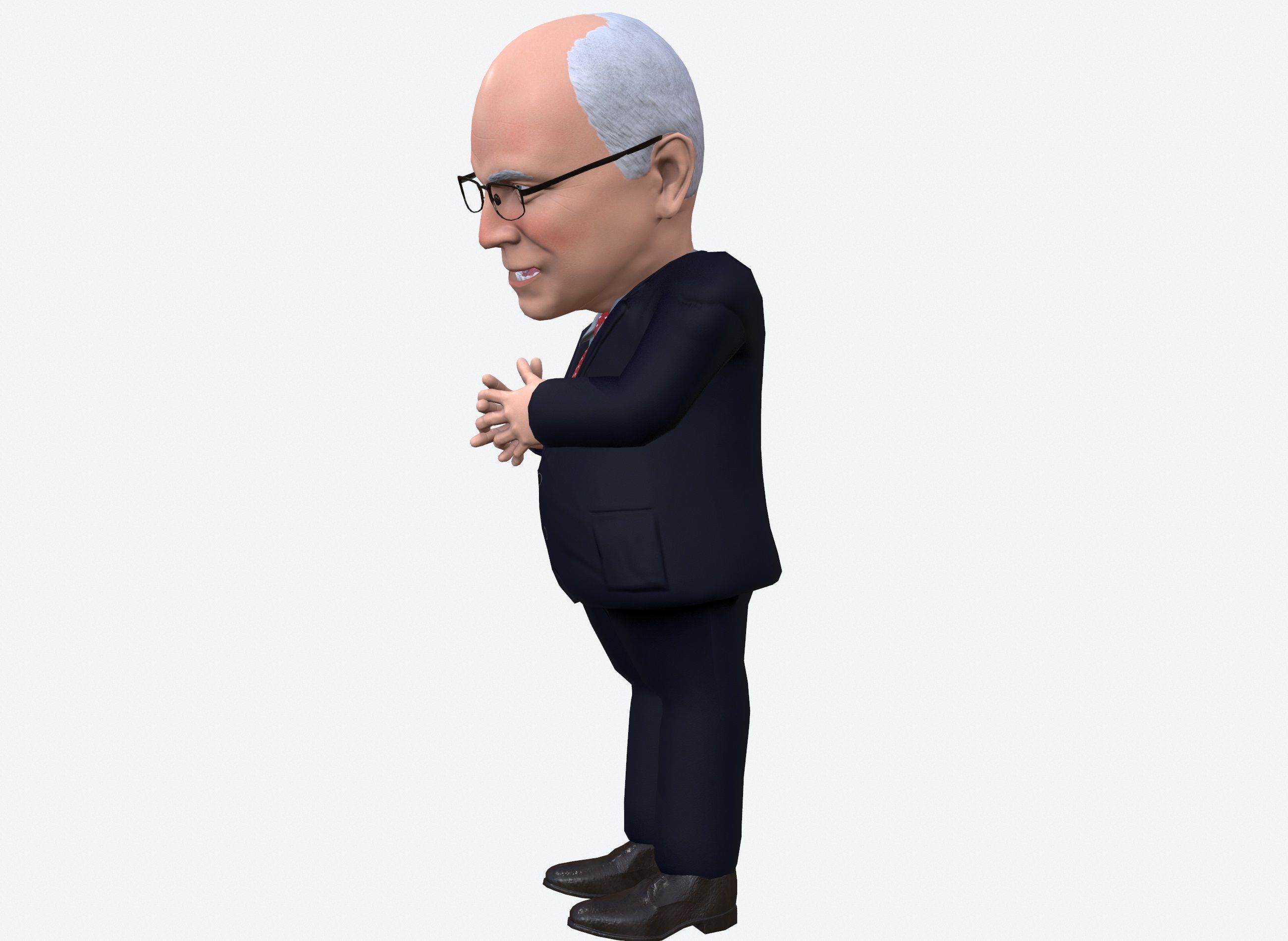 Dick Chaney caricature rigged animated low poly game ready pbr Low-poly 3D model_5