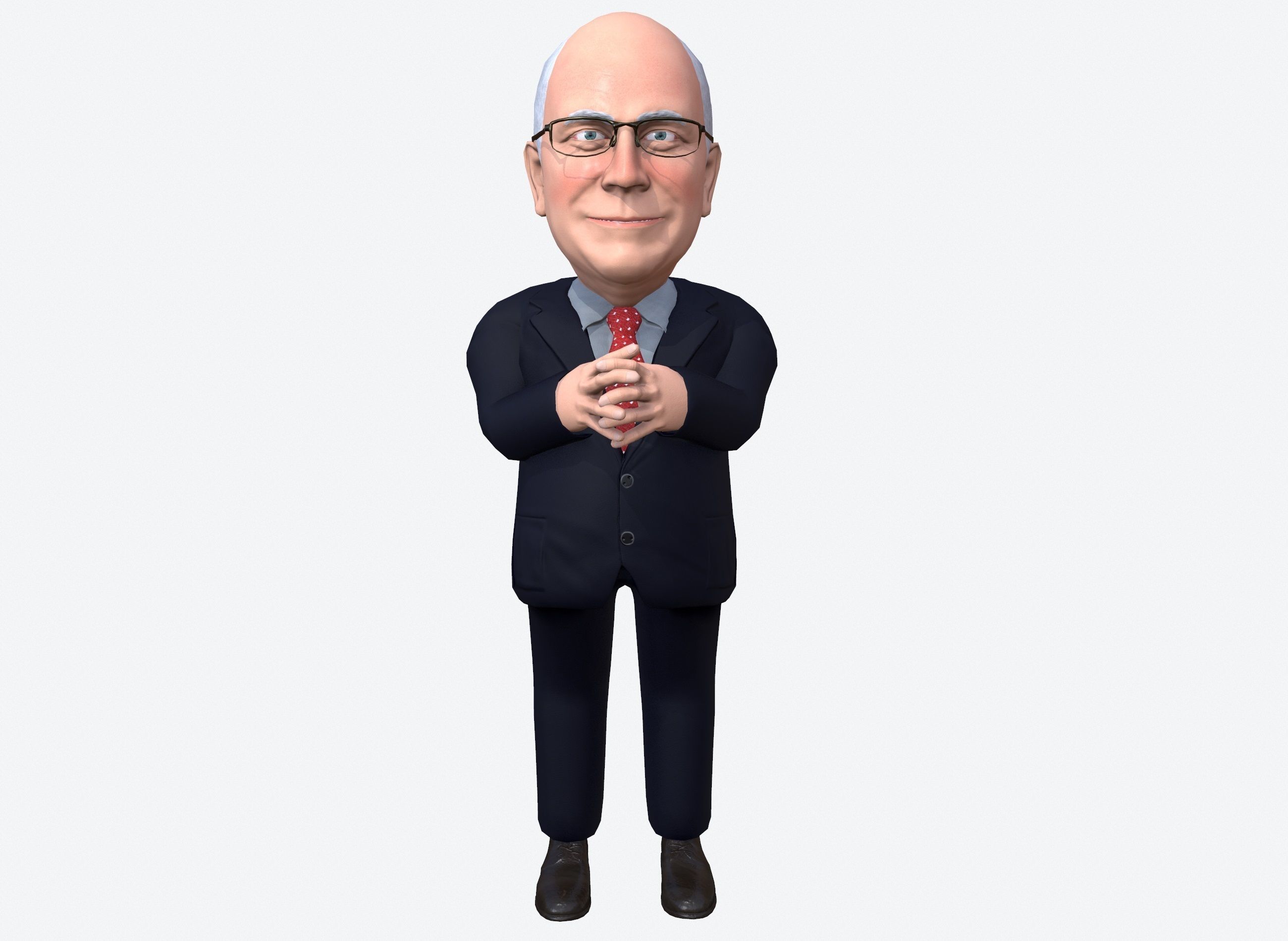 Dick Chaney caricature rigged animated low poly game ready pbr Low-poly 3D model_6