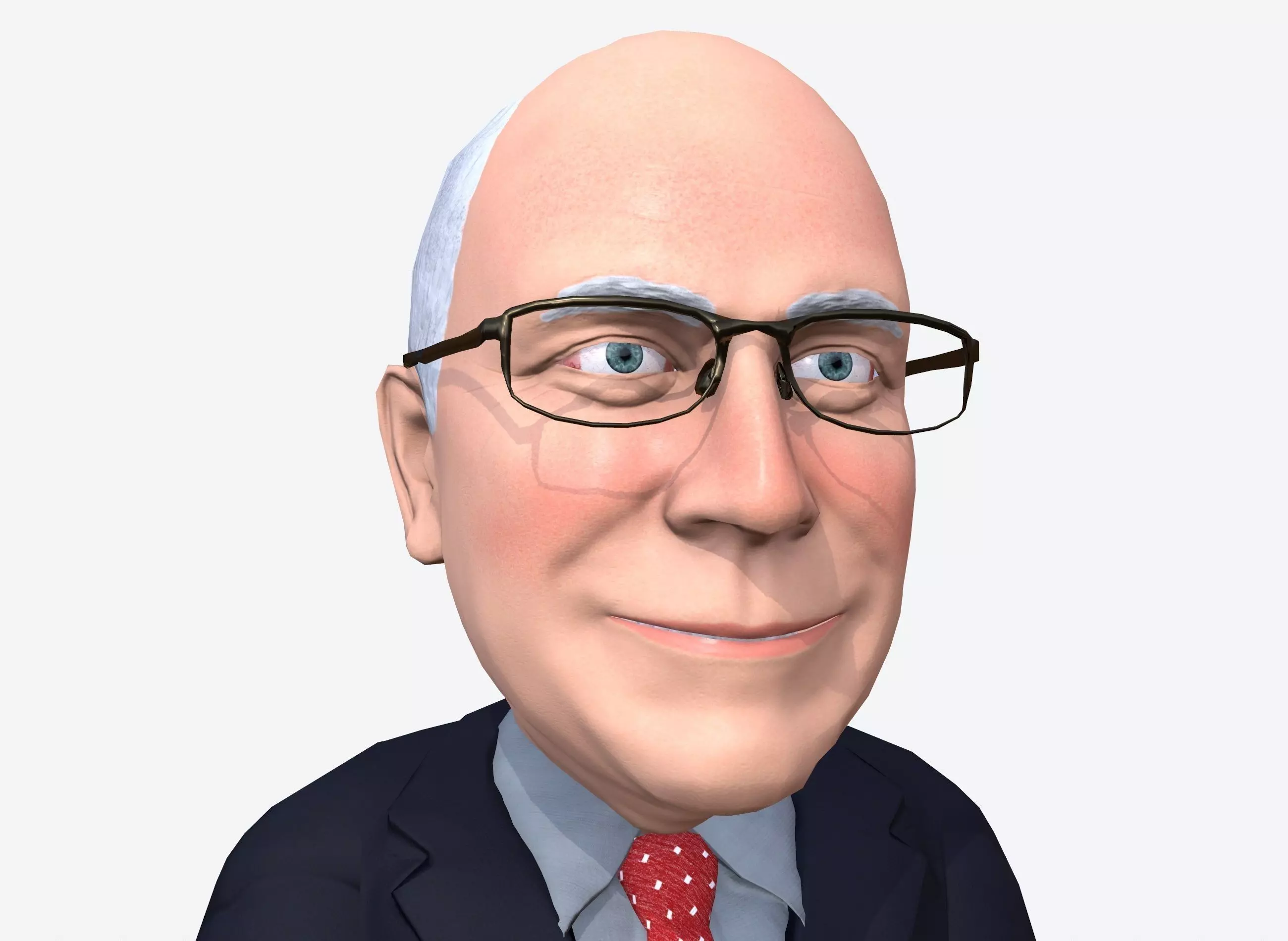 Dick Chaney caricature rigged animated low poly game ready pbr Low-poly 3D model_0