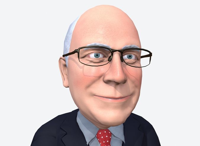 Dick Chaney caricature rigged animated low poly game ready pbr Low-poly 3D model