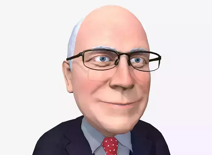 Dick Chaney caricature rigged animated low poly game ready pbr Low-poly 3D model