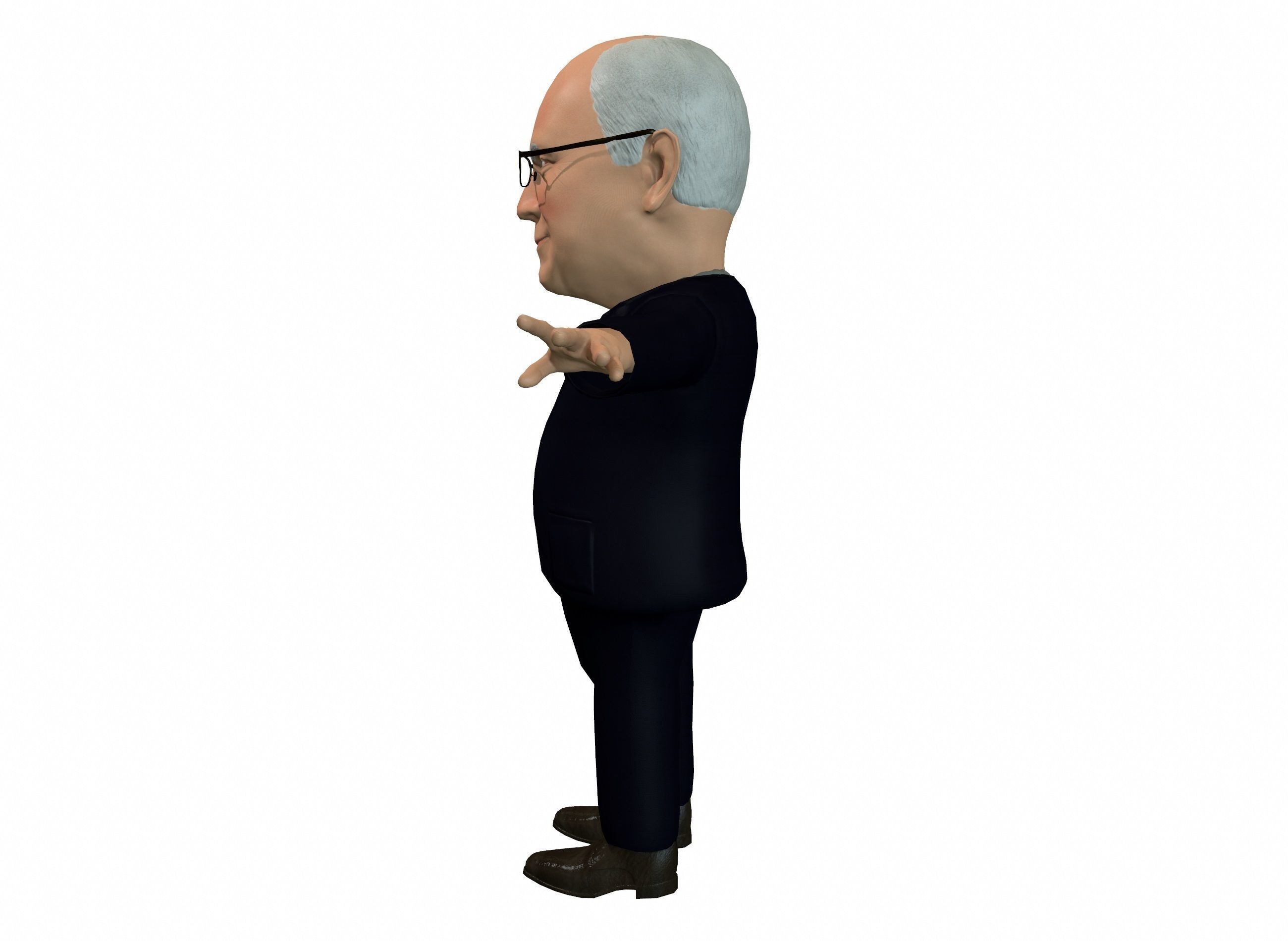 Dick Chaney caricature rigged animated low poly game ready pbr Low-poly 3D model_10