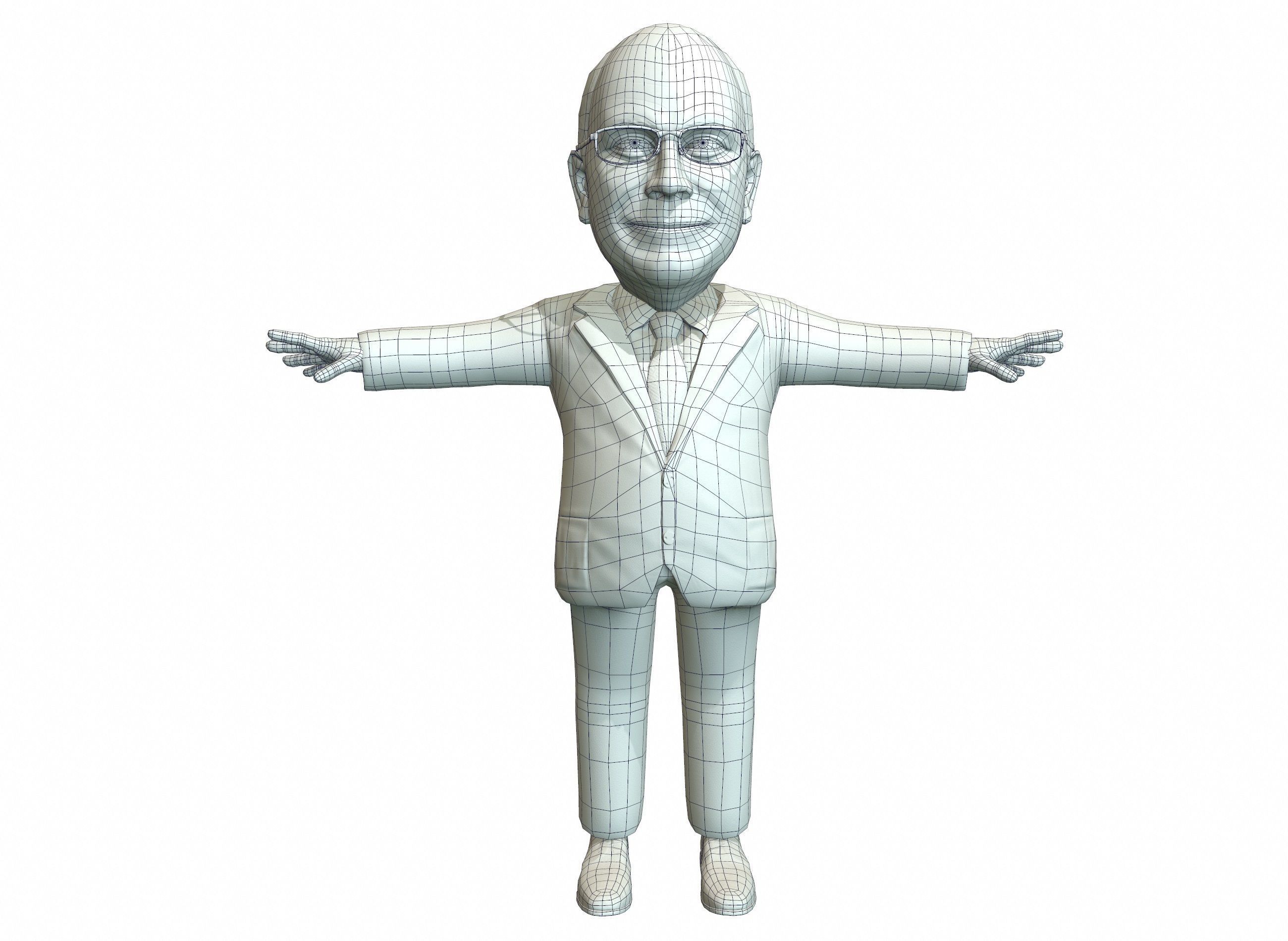 Dick Chaney caricature rigged animated low poly game ready pbr Low-poly 3D model_12
