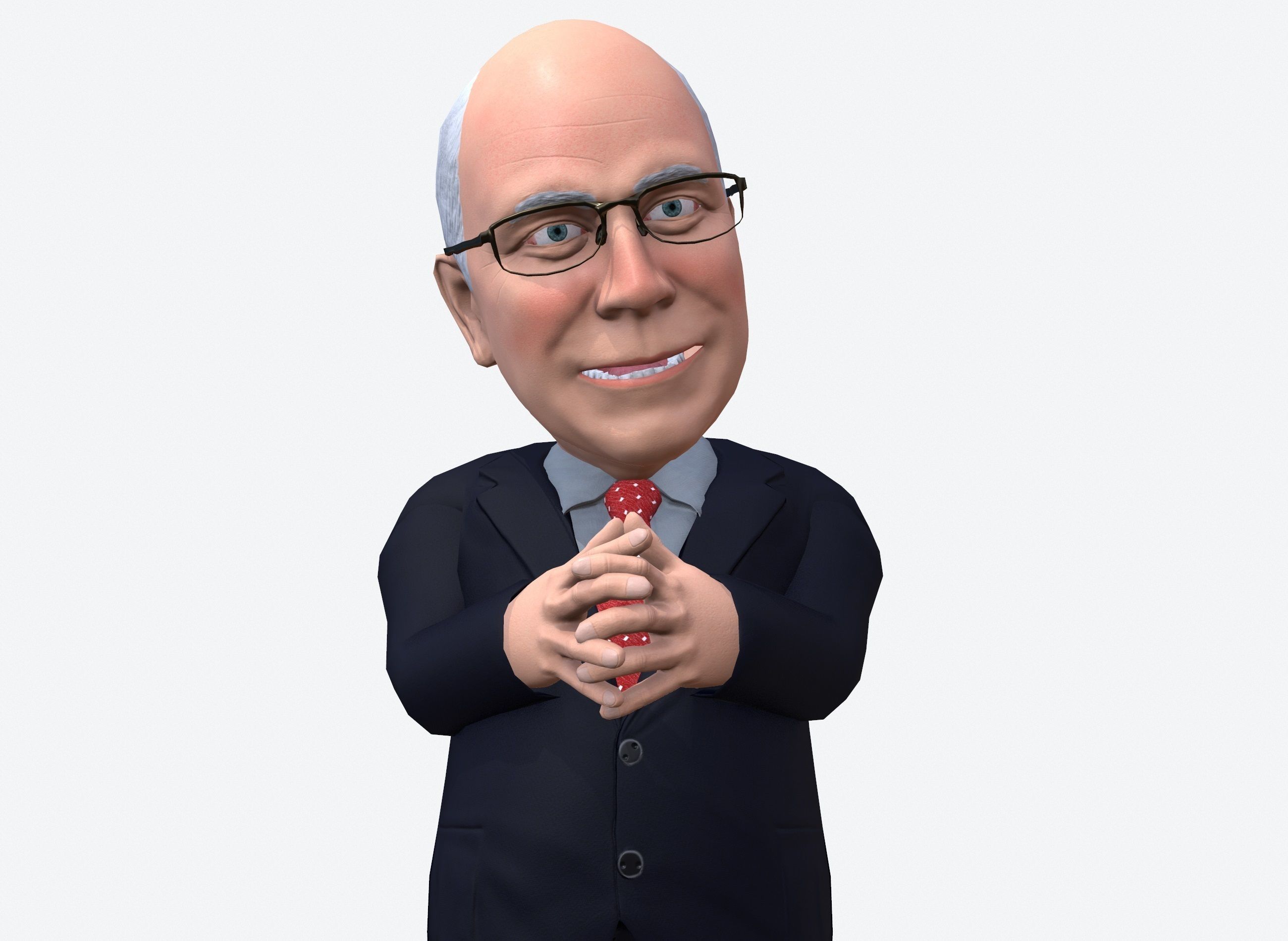 Dick Chaney caricature rigged animated low poly game ready pbr Low-poly 3D model_7