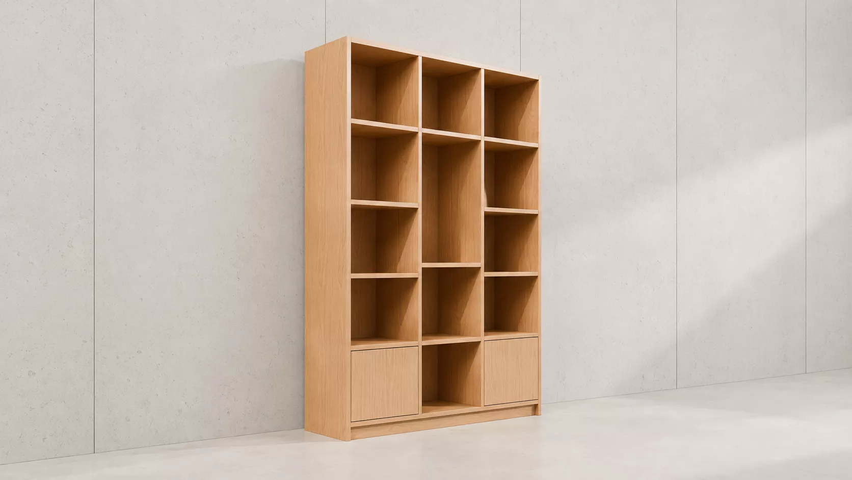 Modern Light Oak Bookcase Cabinet 3D Model 3D model
