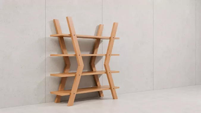 Modern Ladder Bookshelf 3D Model