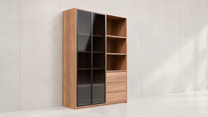 Modern Glass Display Cabinet Bookcase 3D Model