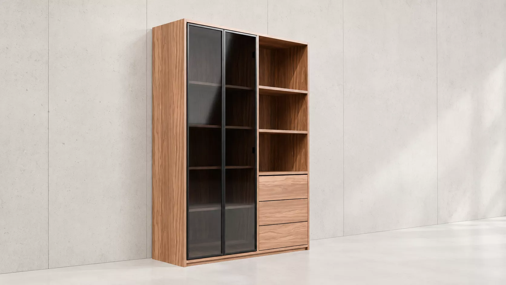 Modern Glass Display Cabinet Bookcase 3D Model 3D model