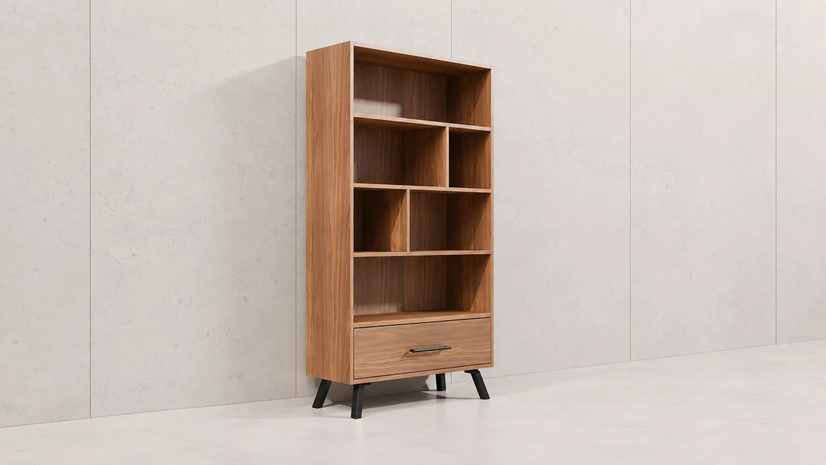 Modern Walnut Open Bookcase 3D Model 3D model