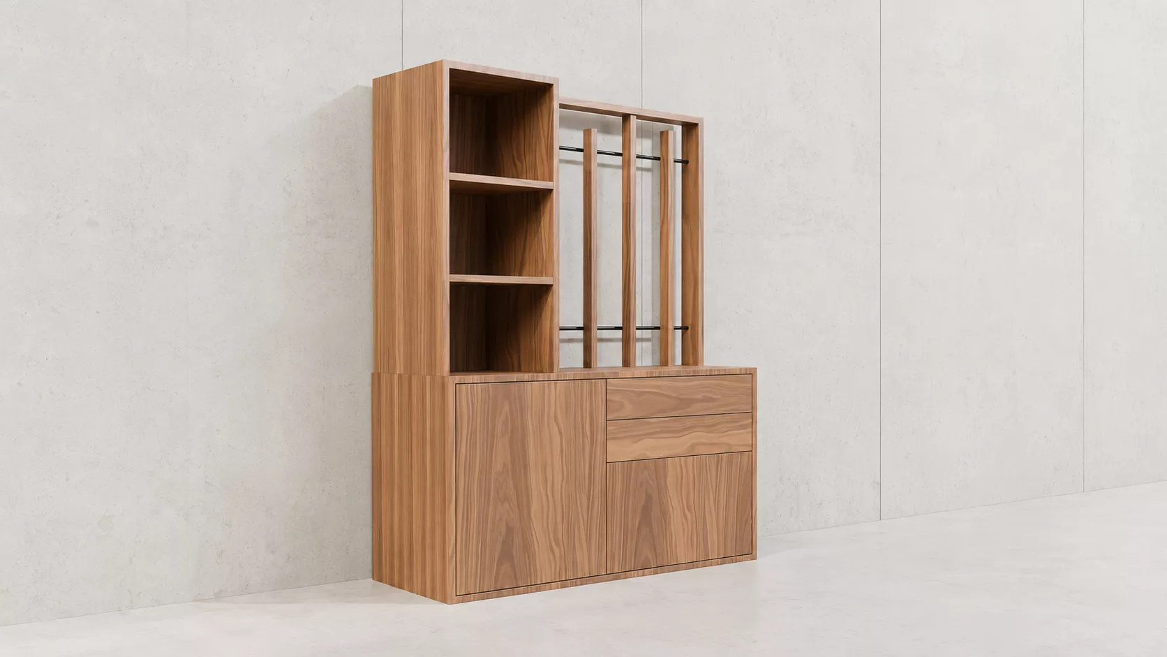Modern Wood Storage Shelving Unit 3D Model 3D model