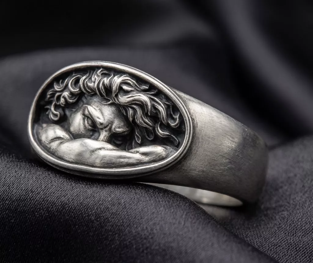 Fallen Angel Alexendre Cabanel Gents Silver Ring 3D print model
