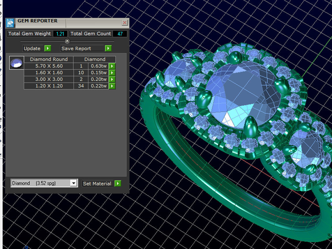 ZLR0125 topaz and diamond ring 3D print model_4