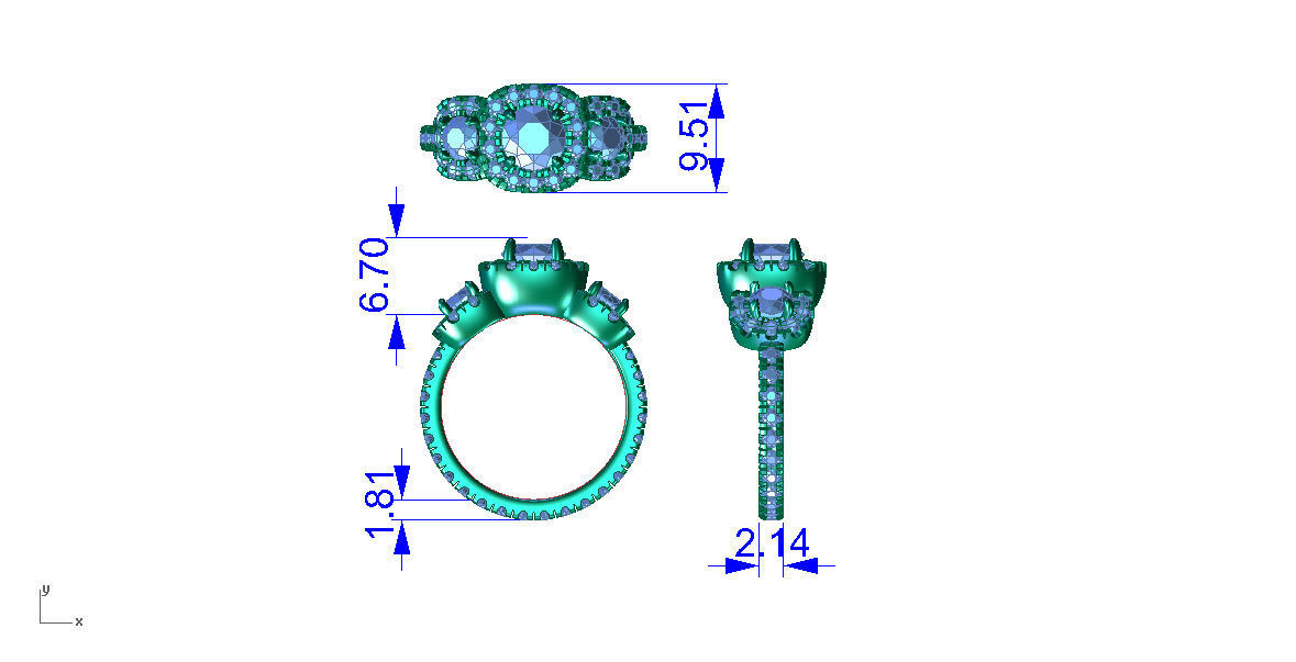 ZLR0125 topaz and diamond ring 3D print model_3