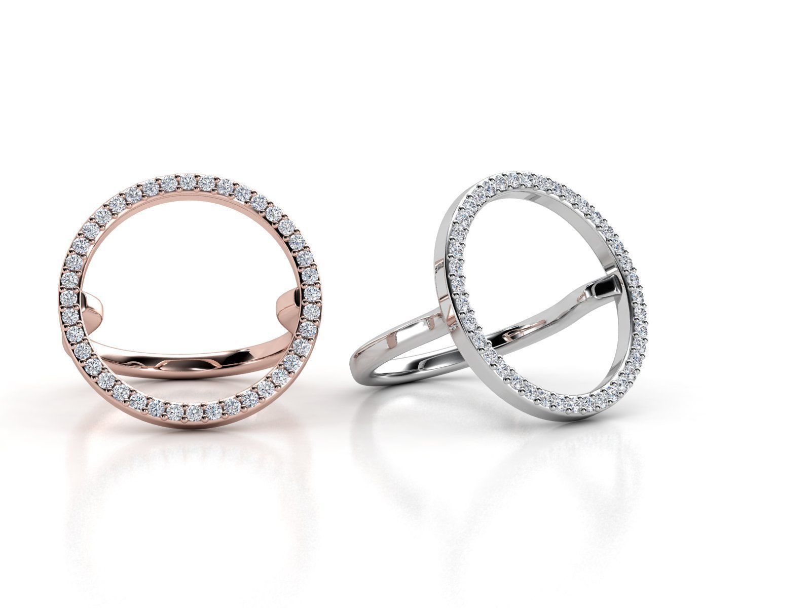 ZSET01 diamond ring and earring set 3D print model_2