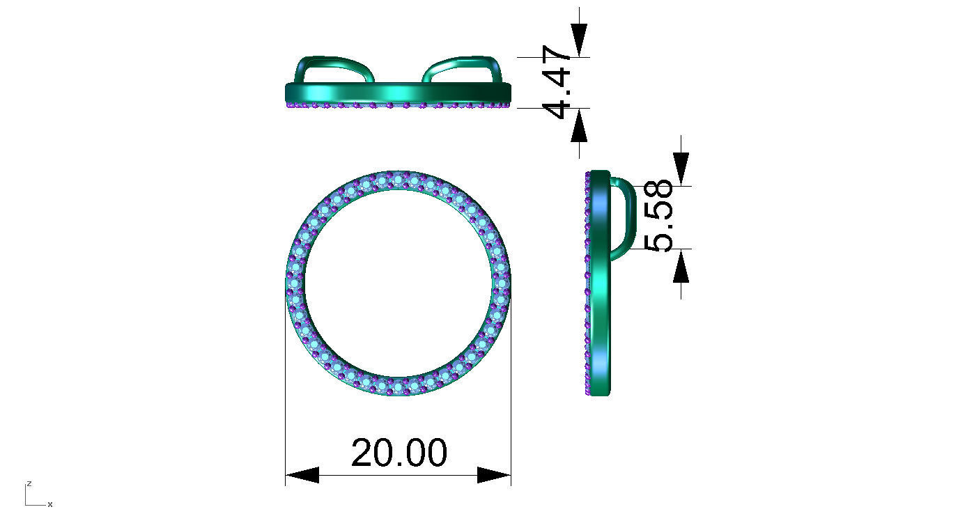 ZSET01 diamond ring and earring set 3D print model_7
