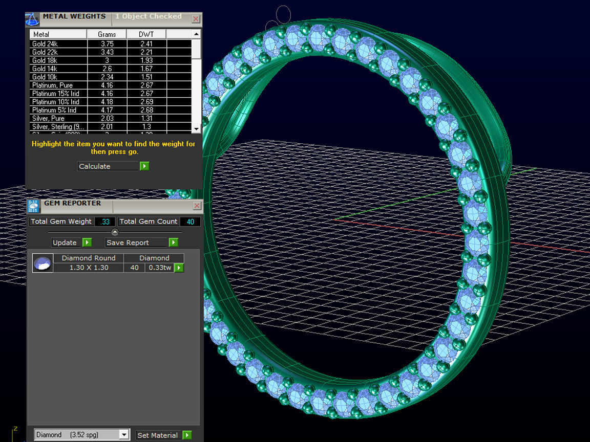 ZSET01 diamond ring and earring set 3D print model_6