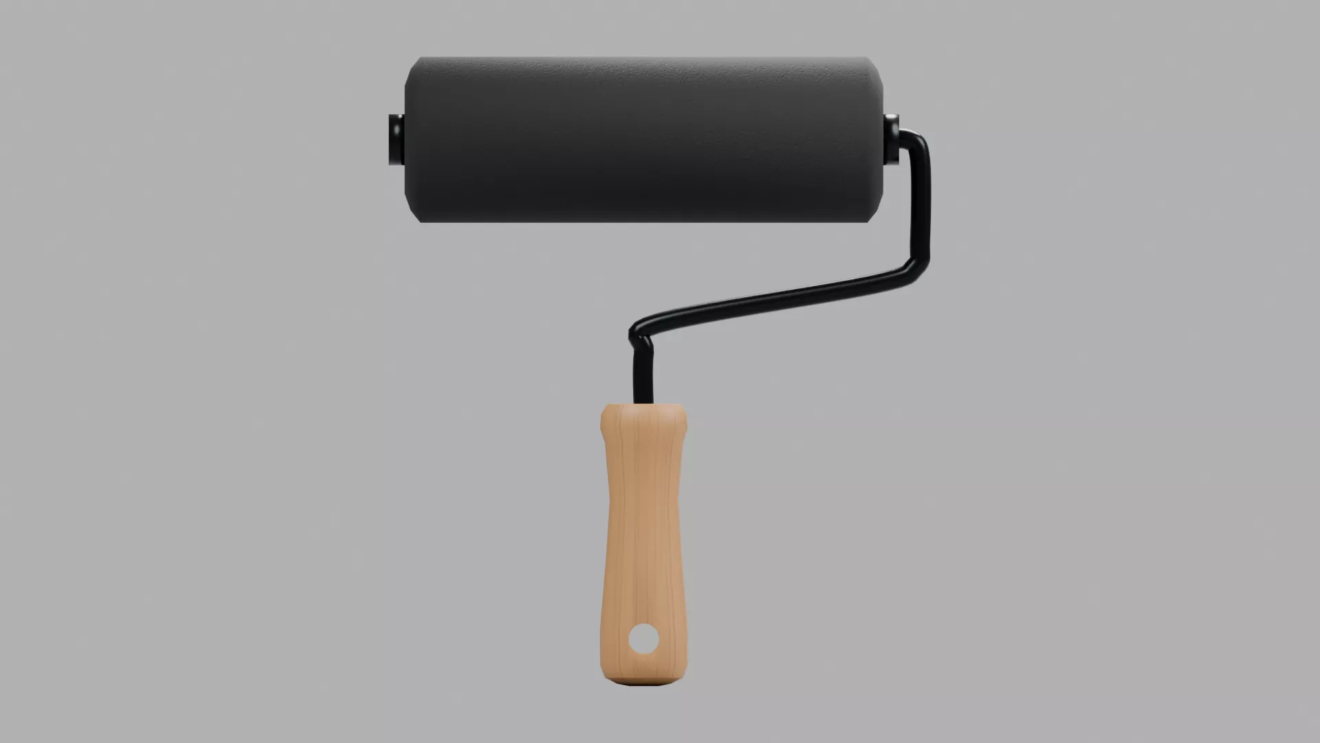 Paint roller with plastic handle Low-poly 3D model