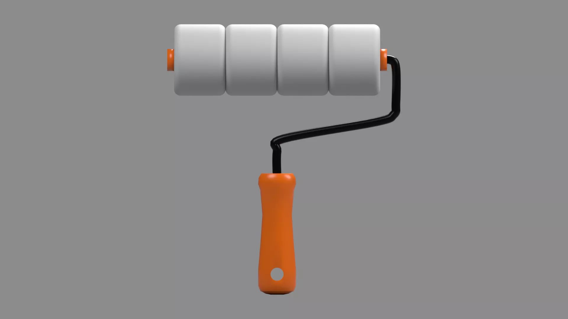 Paint roller with plastic handle Low-poly 3D model