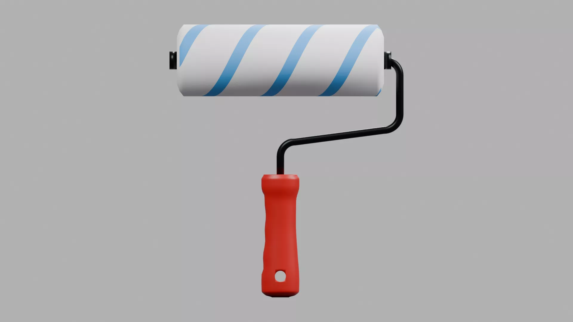Paint roller with plastic handle Low-poly 3D model