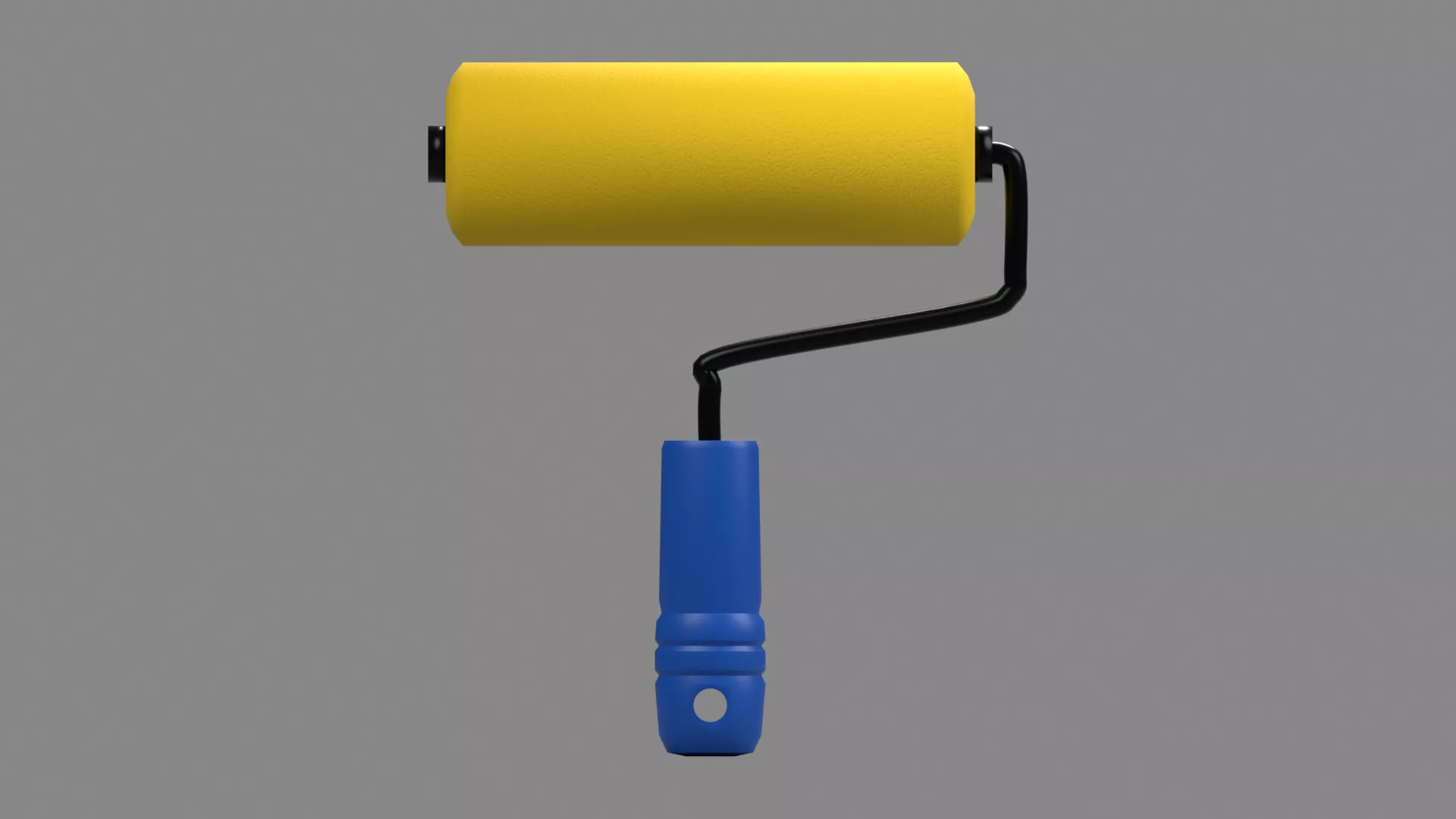 Paint roller with plastic handle Low-poly 3D model