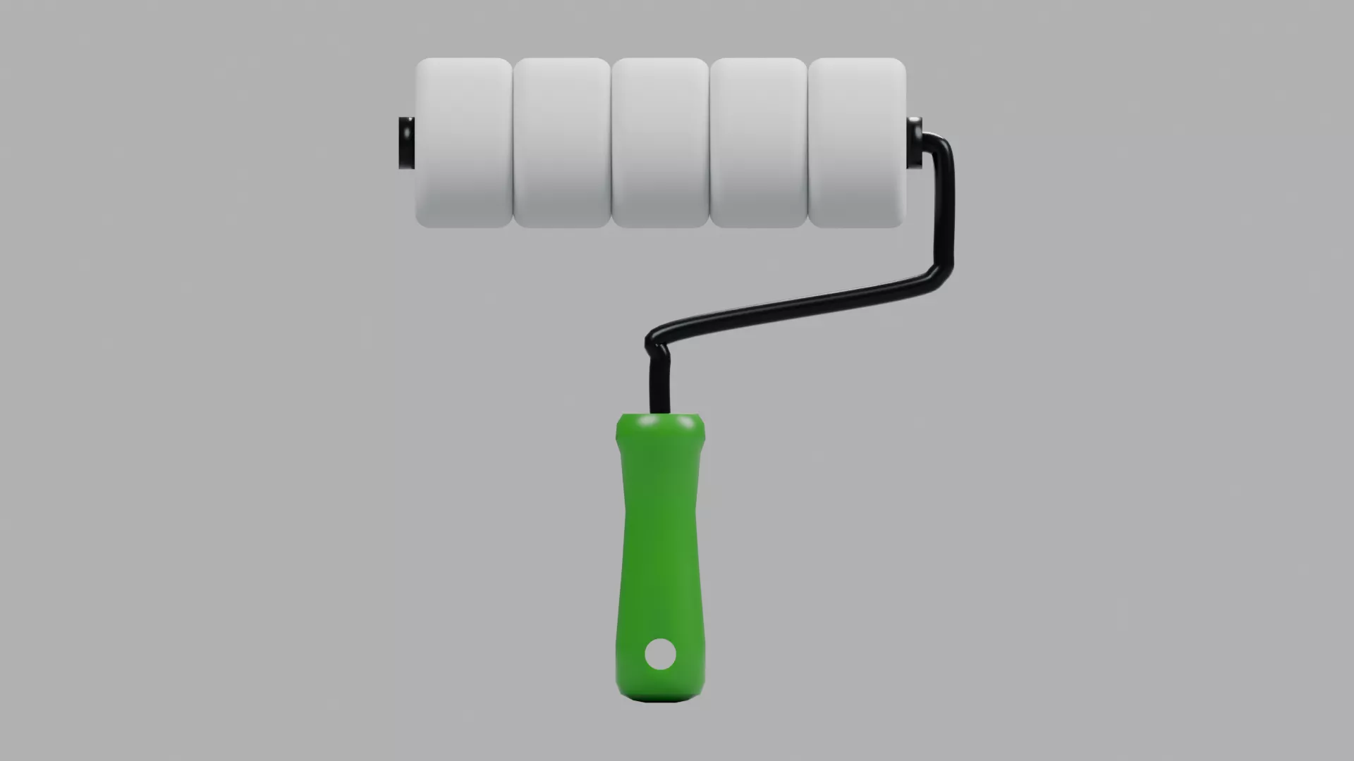 Paint roller with plastic handle Low-poly 3D model