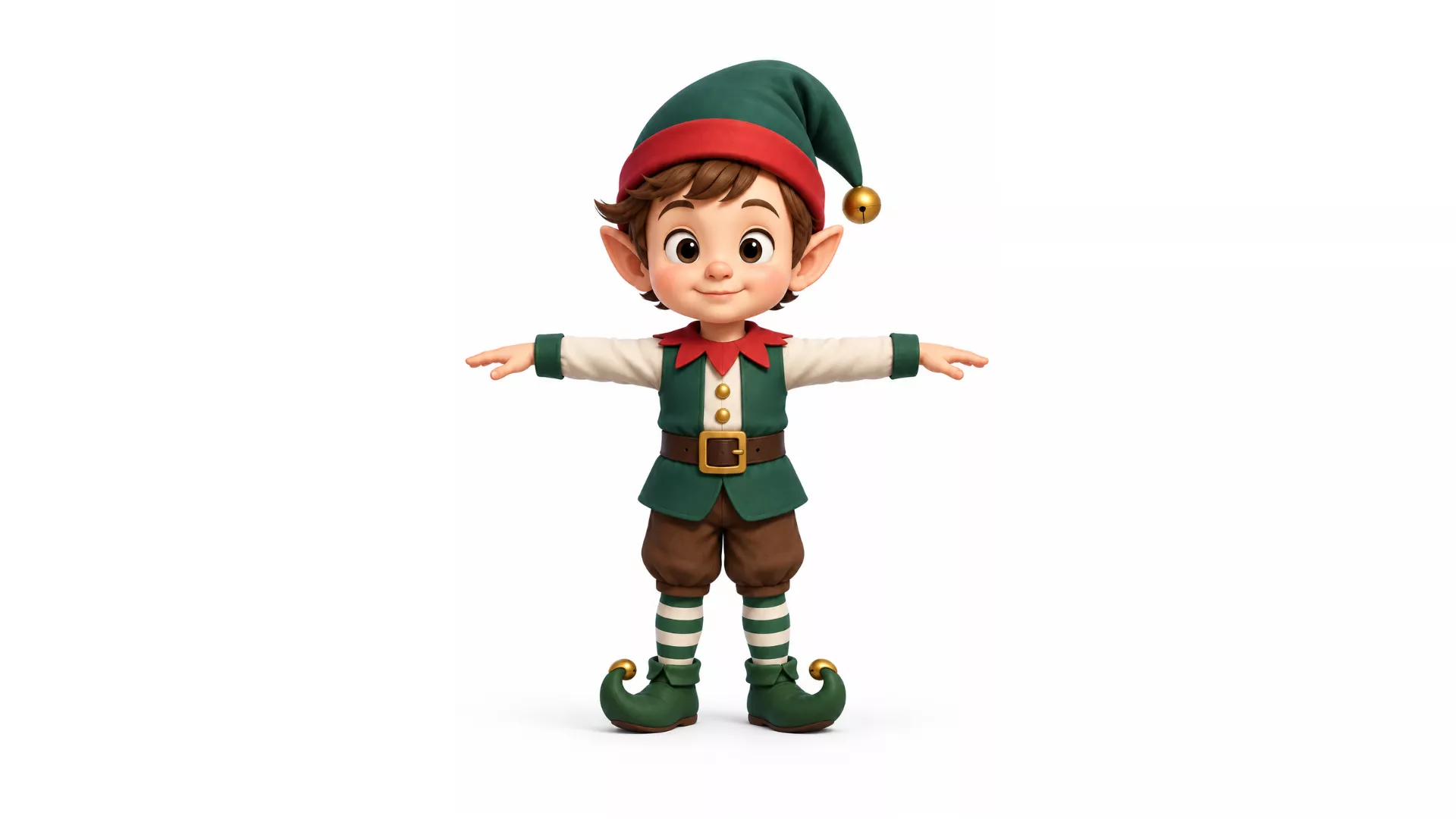 Cute Christmas Elf Boy 3D Character Rigged Animated PBR Game Low-poly 3D model