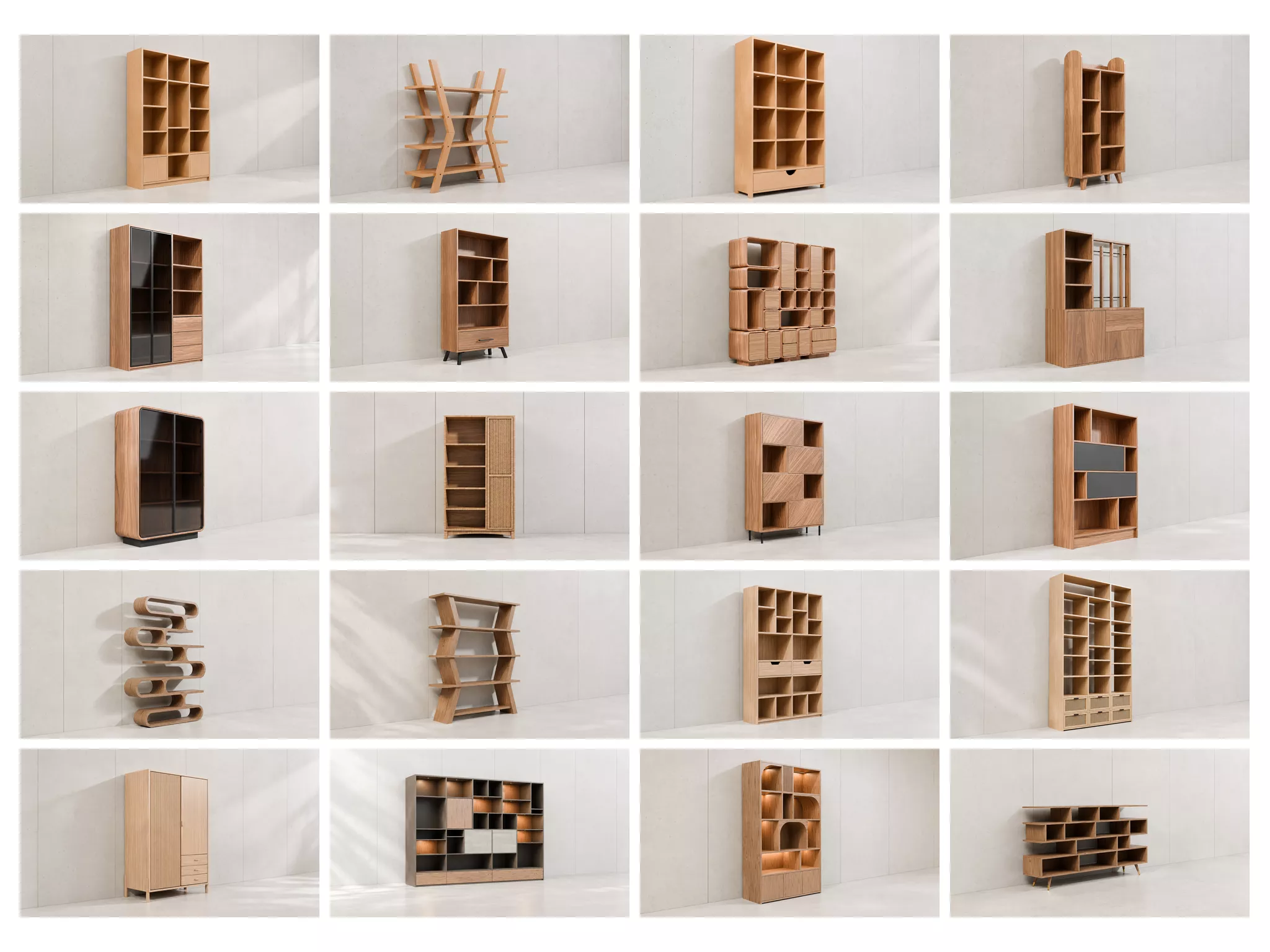 20 Modern Bookcases and Storage Cabinets Pack