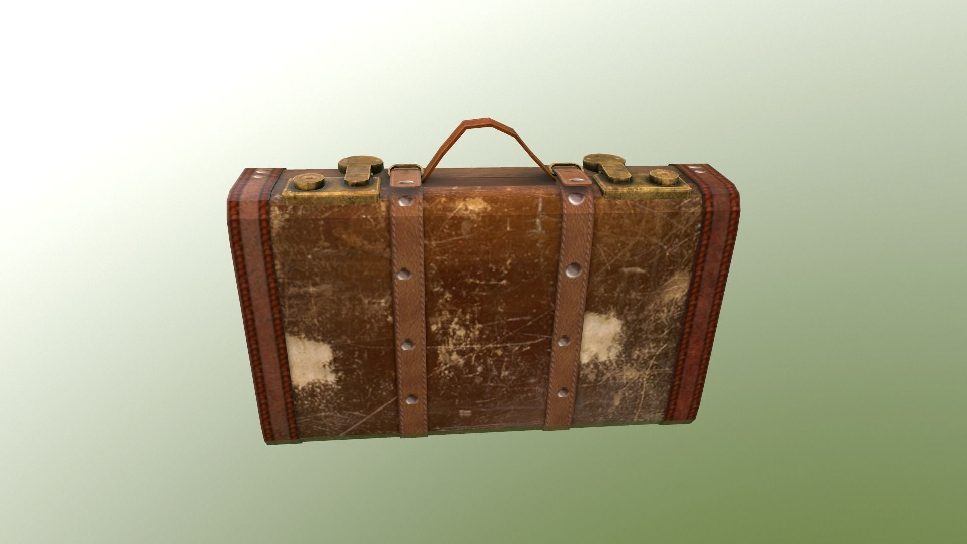 Leather suitcase Low-poly 3D model_1