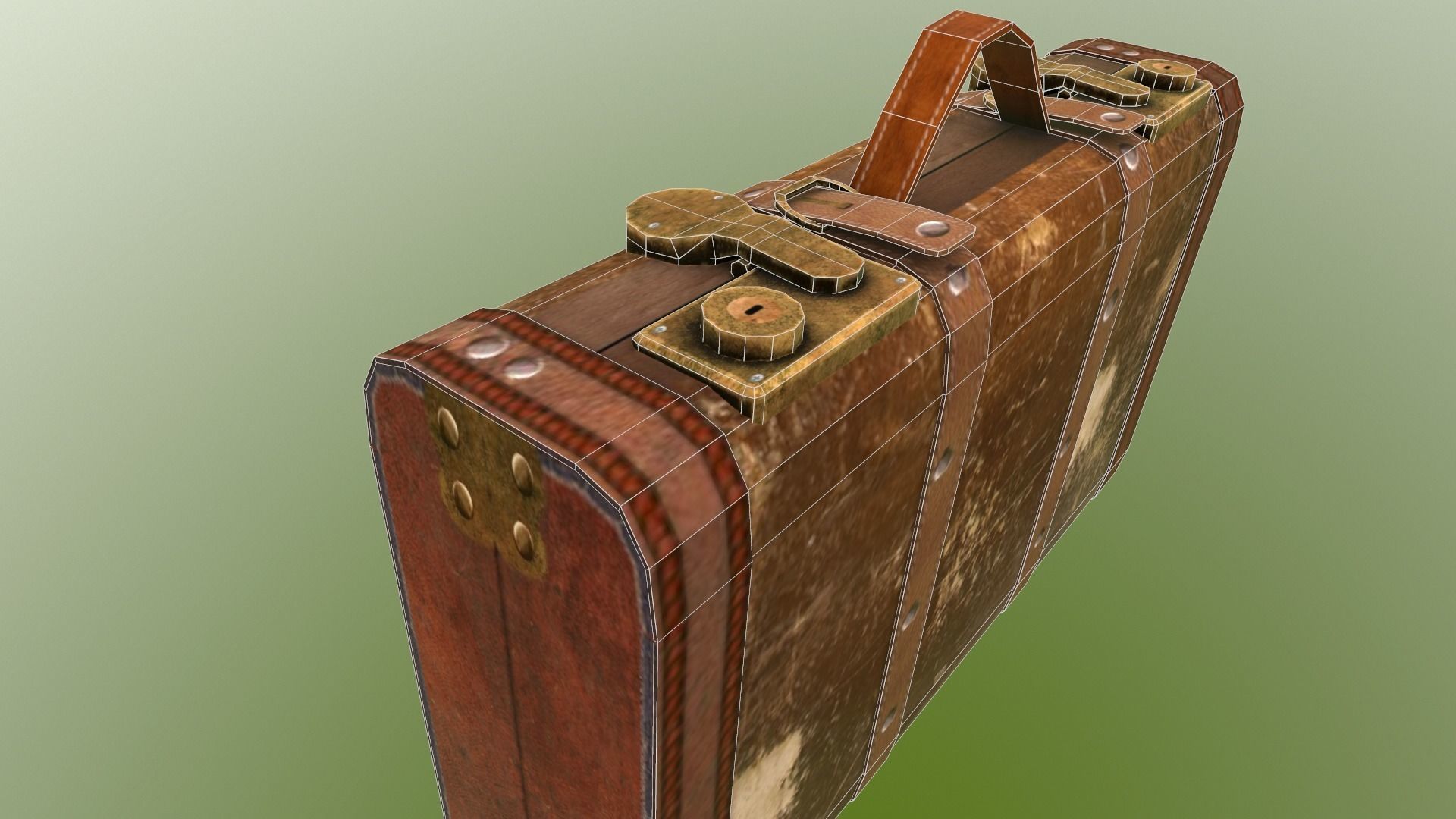 Leather suitcase Low-poly 3D model_6